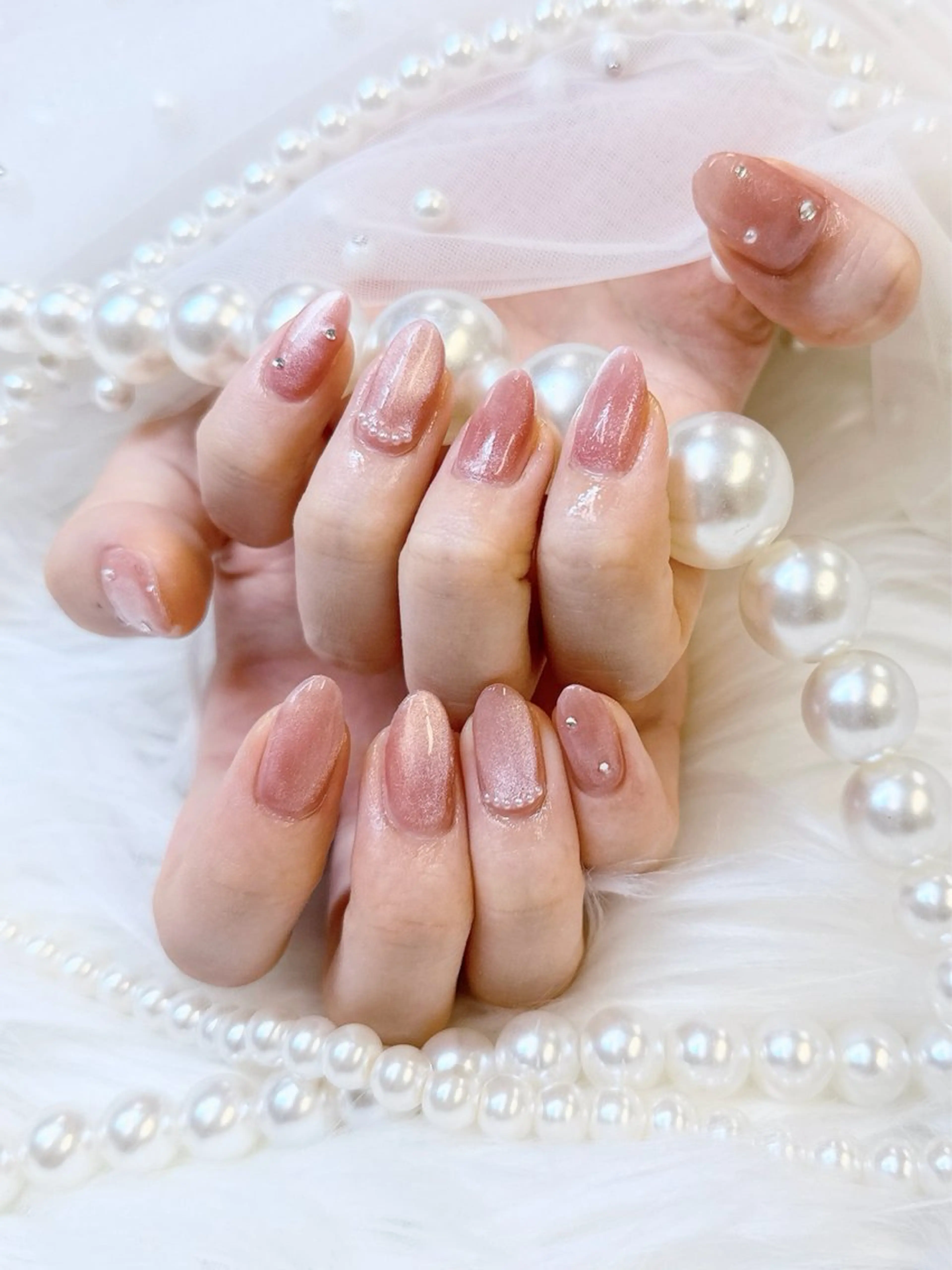 ネイル 長さ出し ジェルネイル マグネットネイル パラジェル シンプルネイル Queeens nailのネイルデザイン