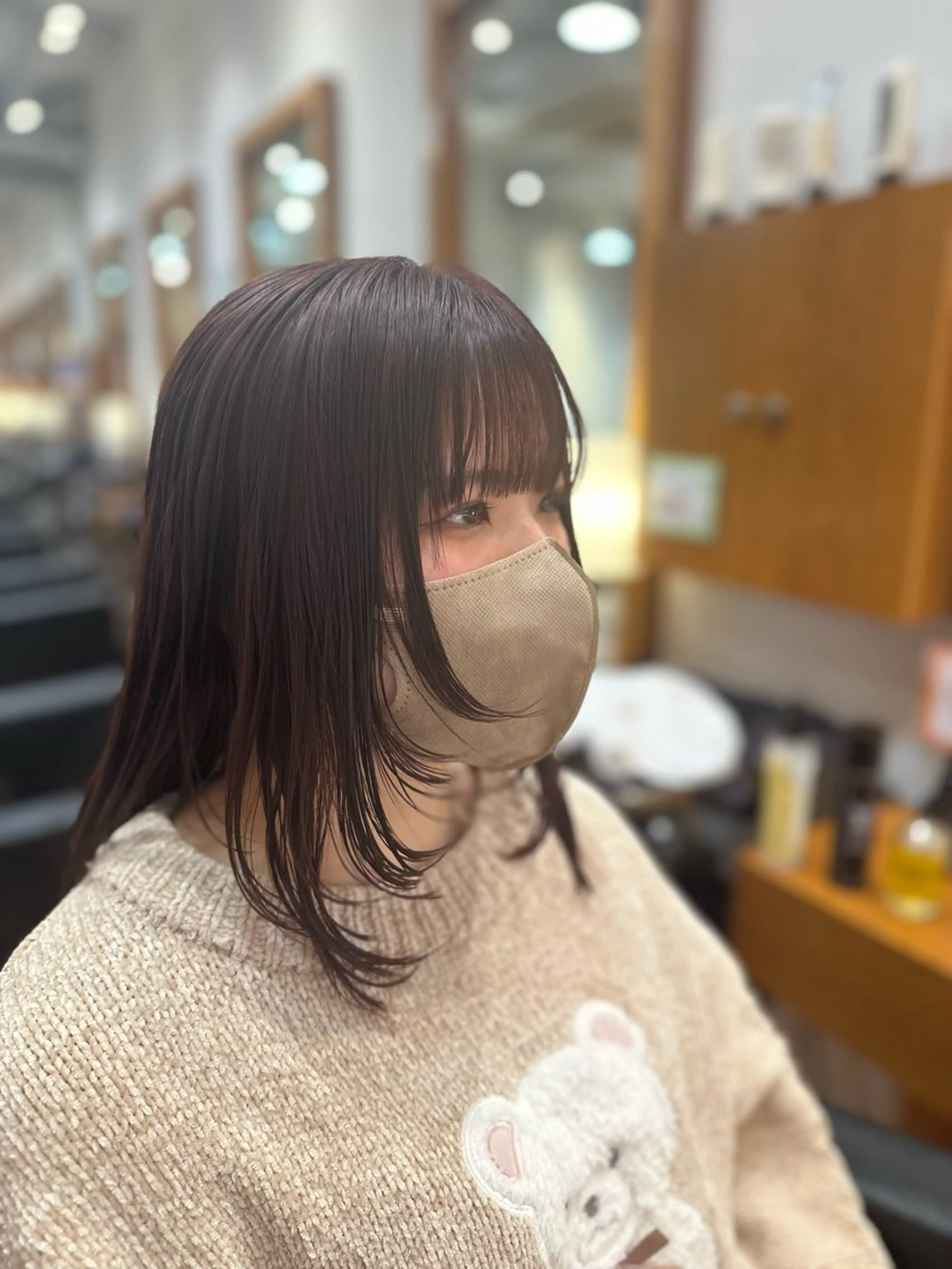 ミディアム カラー ヘアアレンジ 顔周りカット レイヤーカット 小顔カット Flor 上大岡 🌱山本一葉🌱のヘアスタイル