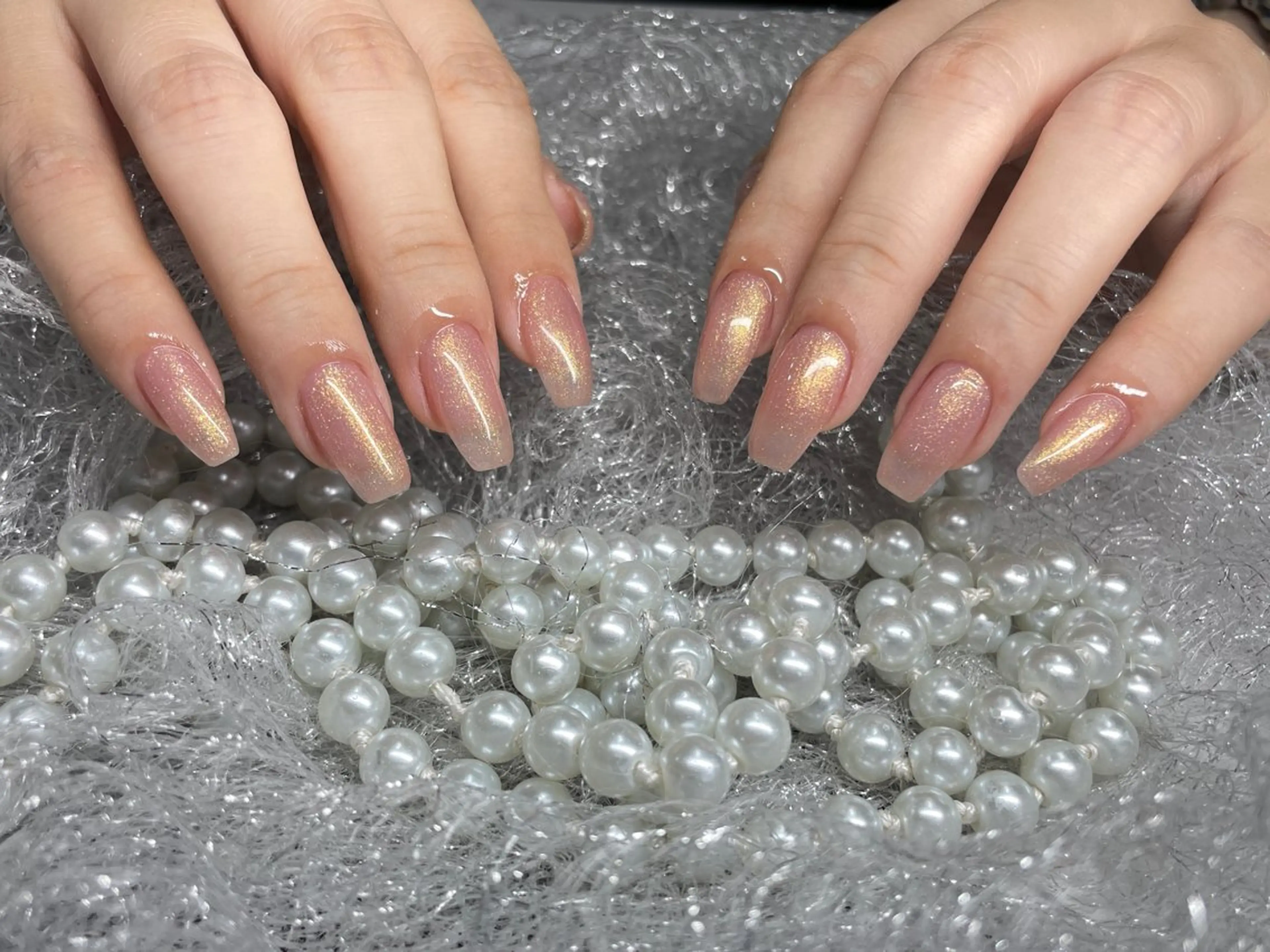 ネイル 長さ出し フットネイル フレンチネイル ジェルネイル ガラスフレンチ ハンドネイル ハンドケア More Glam渋谷店のネイルデザイン