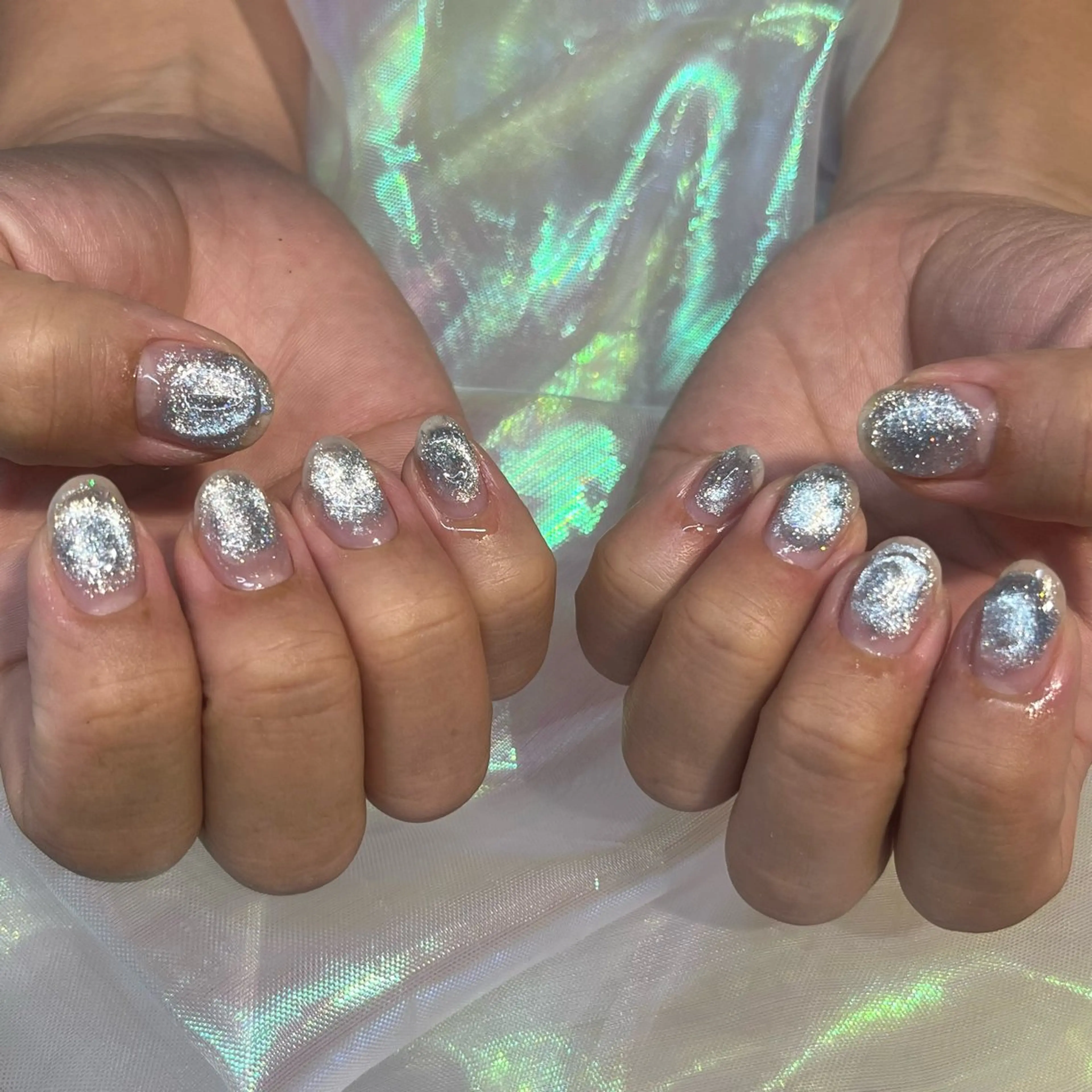 ネイル 氷ネイル・うるうるネイル 水色 渡邊 あかりのネイルデザイン