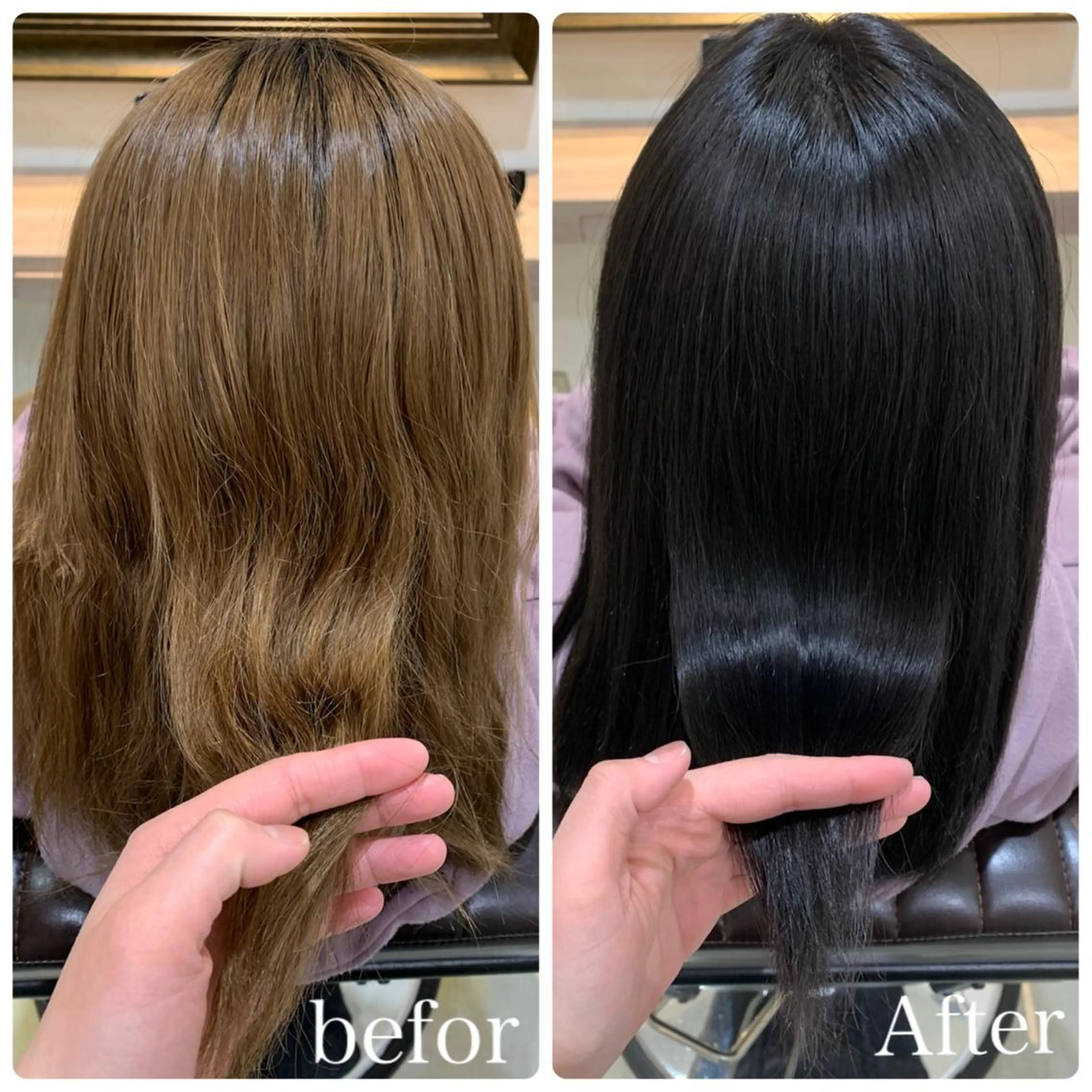 ミディアム カラー ブリーチ 透明感カラー 宮澤 由梨のヘアスタイル