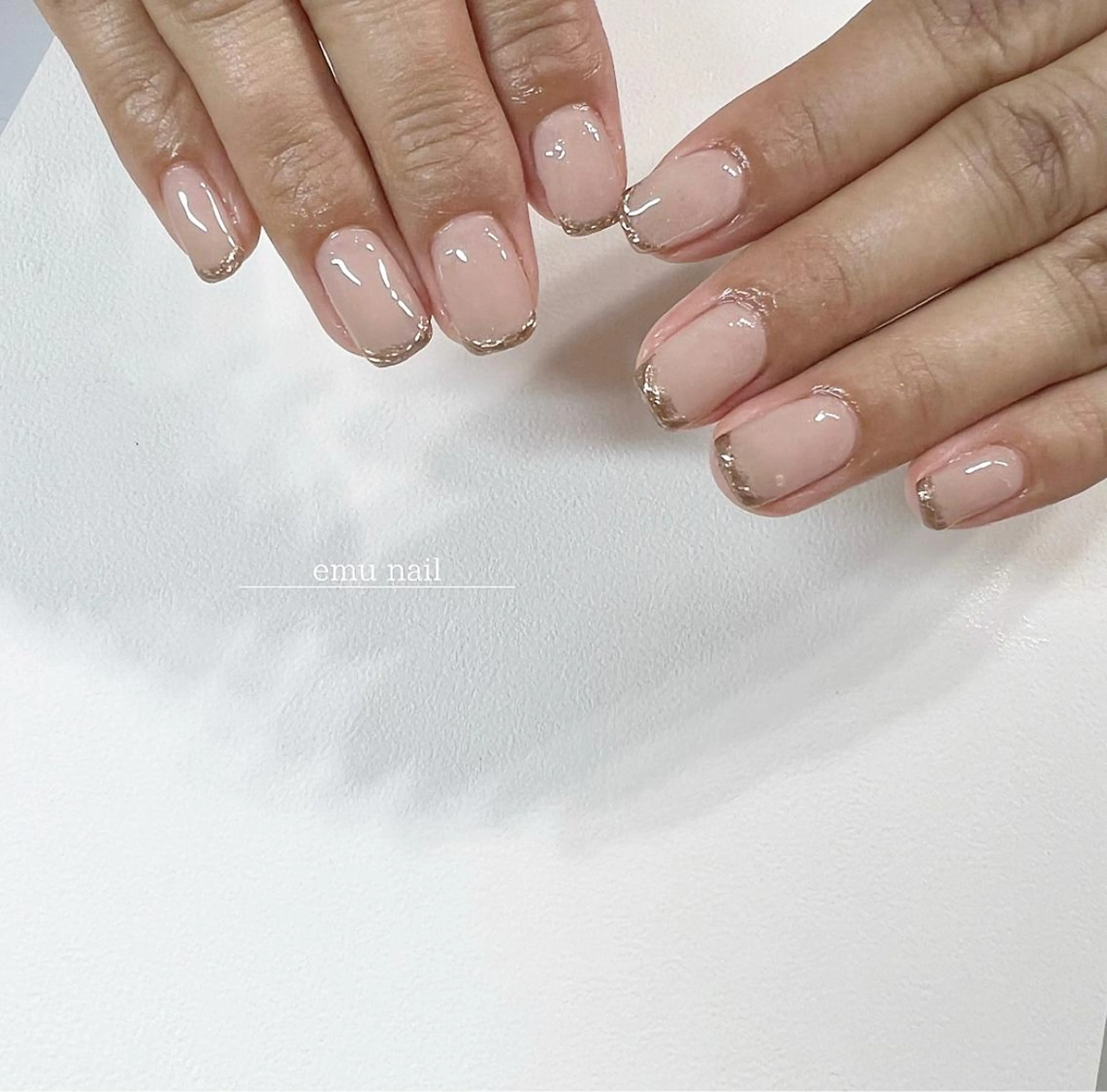 ネイル ブラウン フレンチネイル ミラーネイル emu nailのネイルデザイン