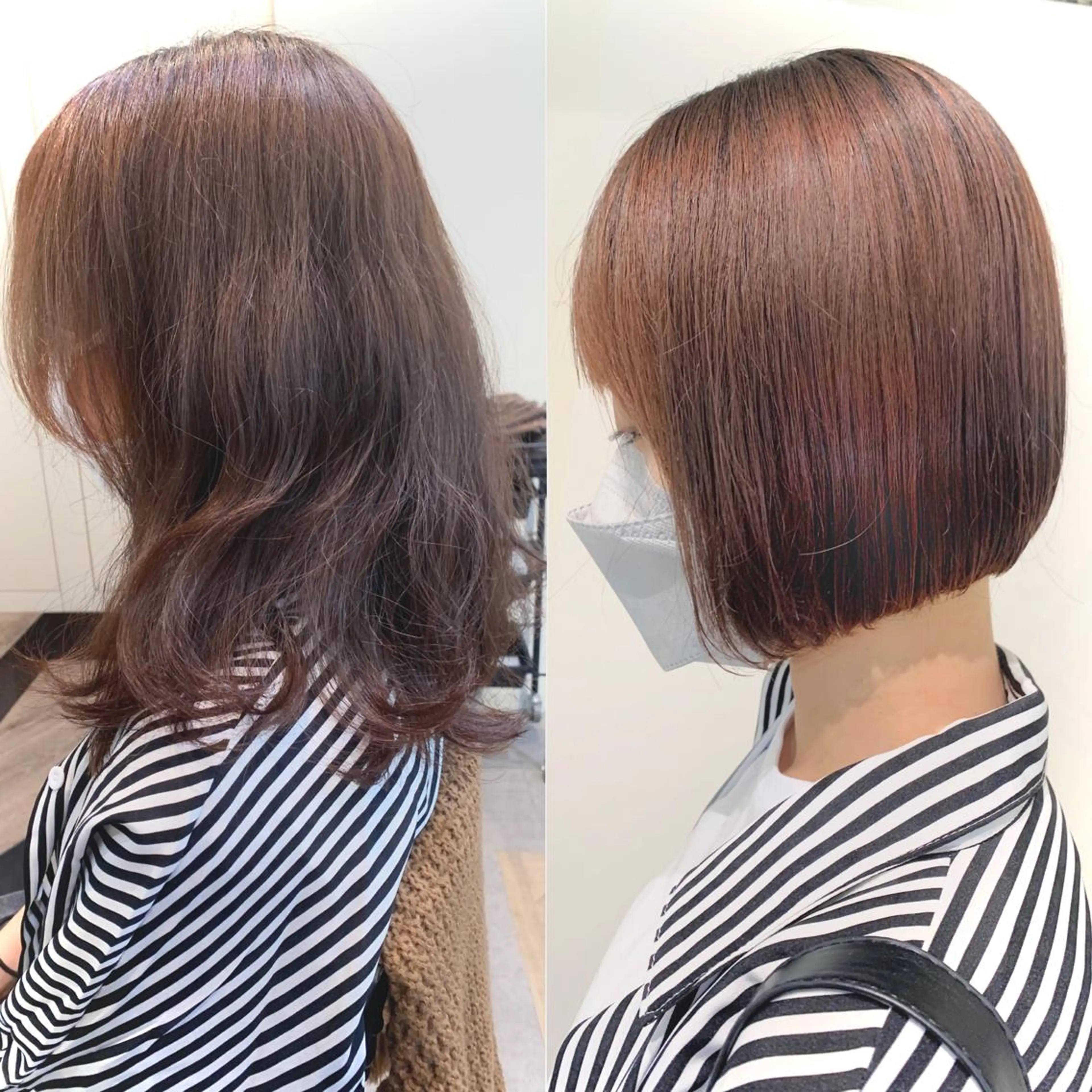 ショート カラー パーマ ボブ くせ毛 縮毛矯正 ストレートパーマ 🖤小顔ボブ/ウルフ レイヤー🖤山本諒のヘアスタイル