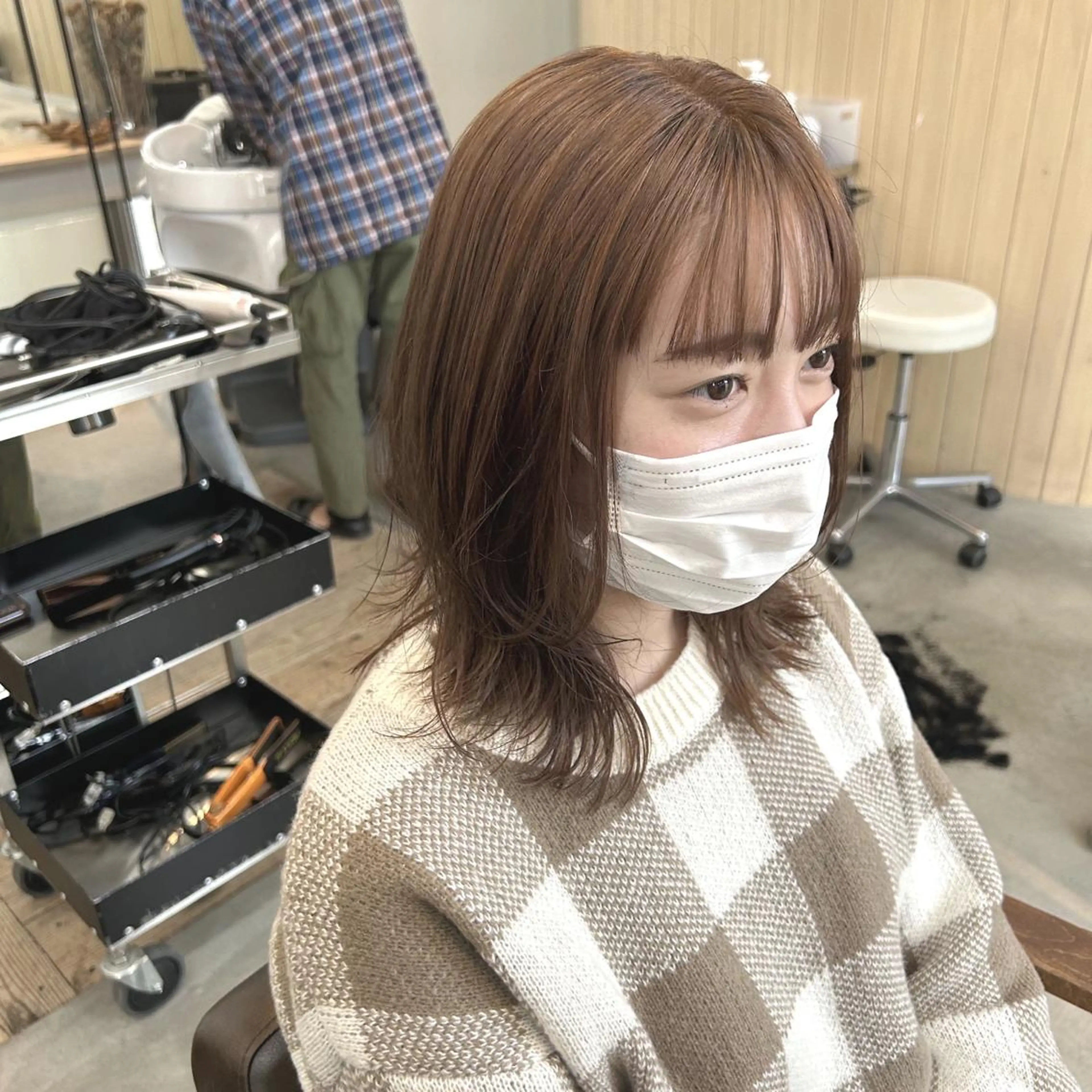 ミディアム カット ヘアカラー トリートメント 綿貫 美雪のヘアスタイル