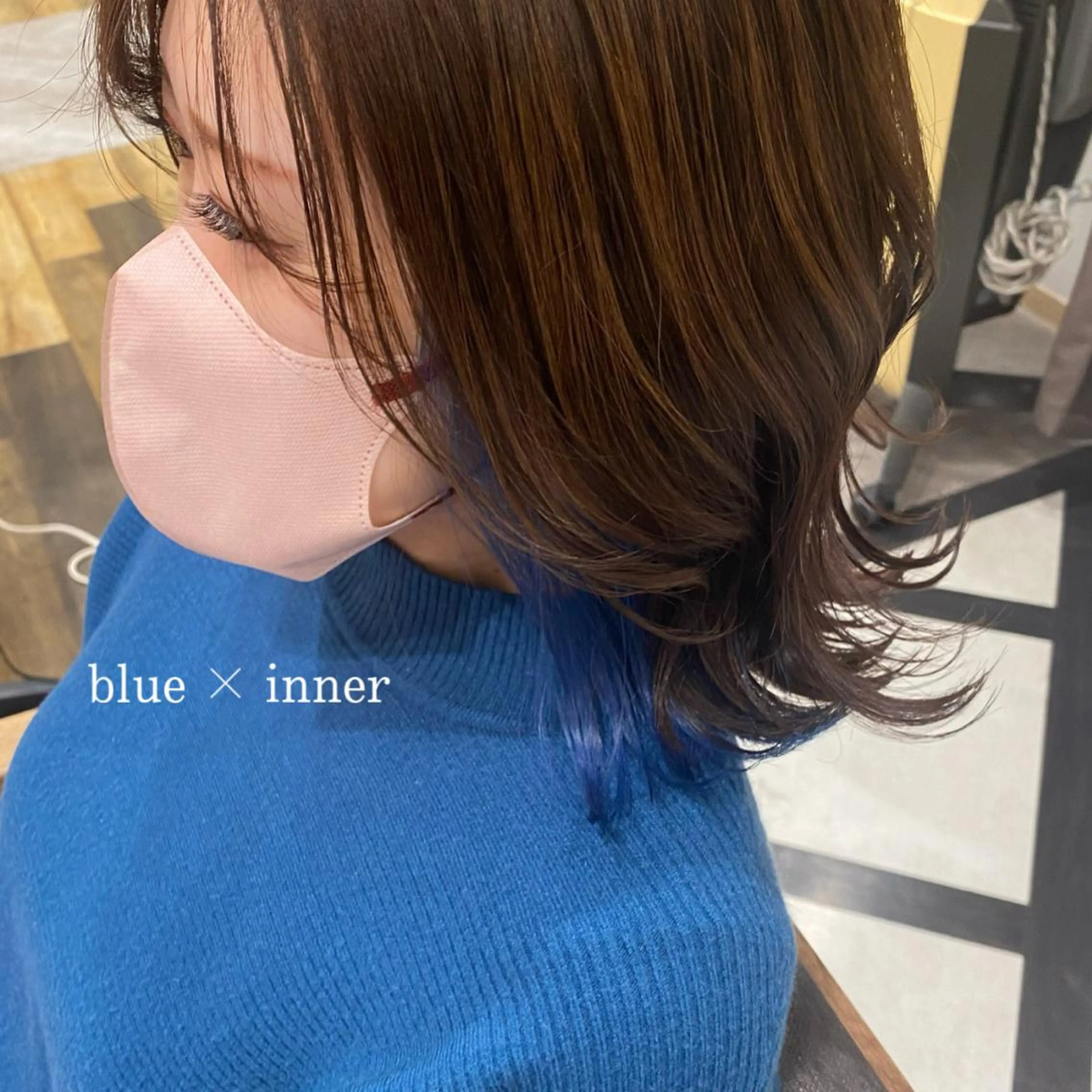 ショート カラー ブリーチ ブルーカラー ヘアカラー インナーカラー☆ 香西茉奈のヘアスタイル