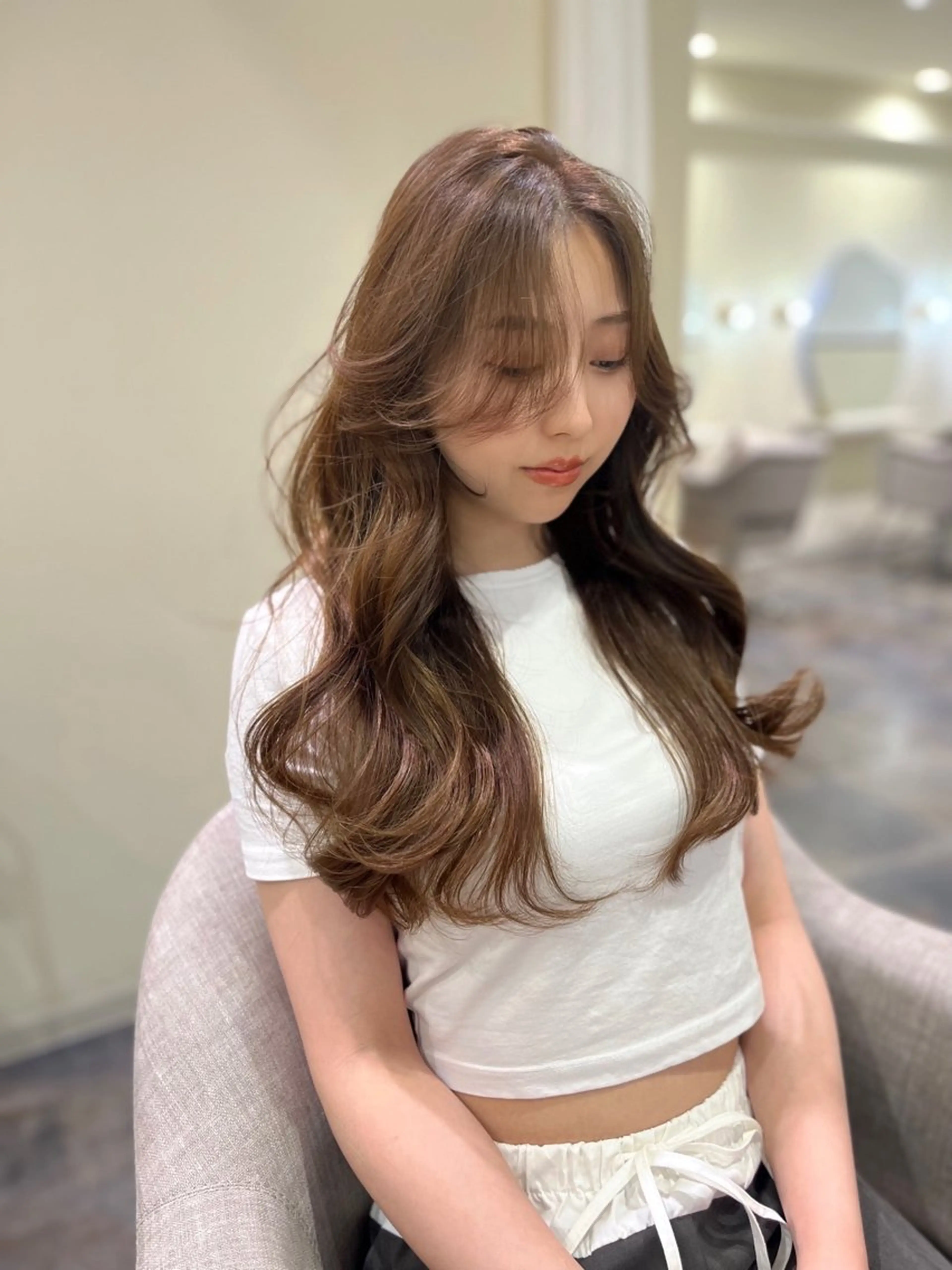 ロング カラー ブリーチなしWカラー /レイヤーカット大阪のヘアスタイル