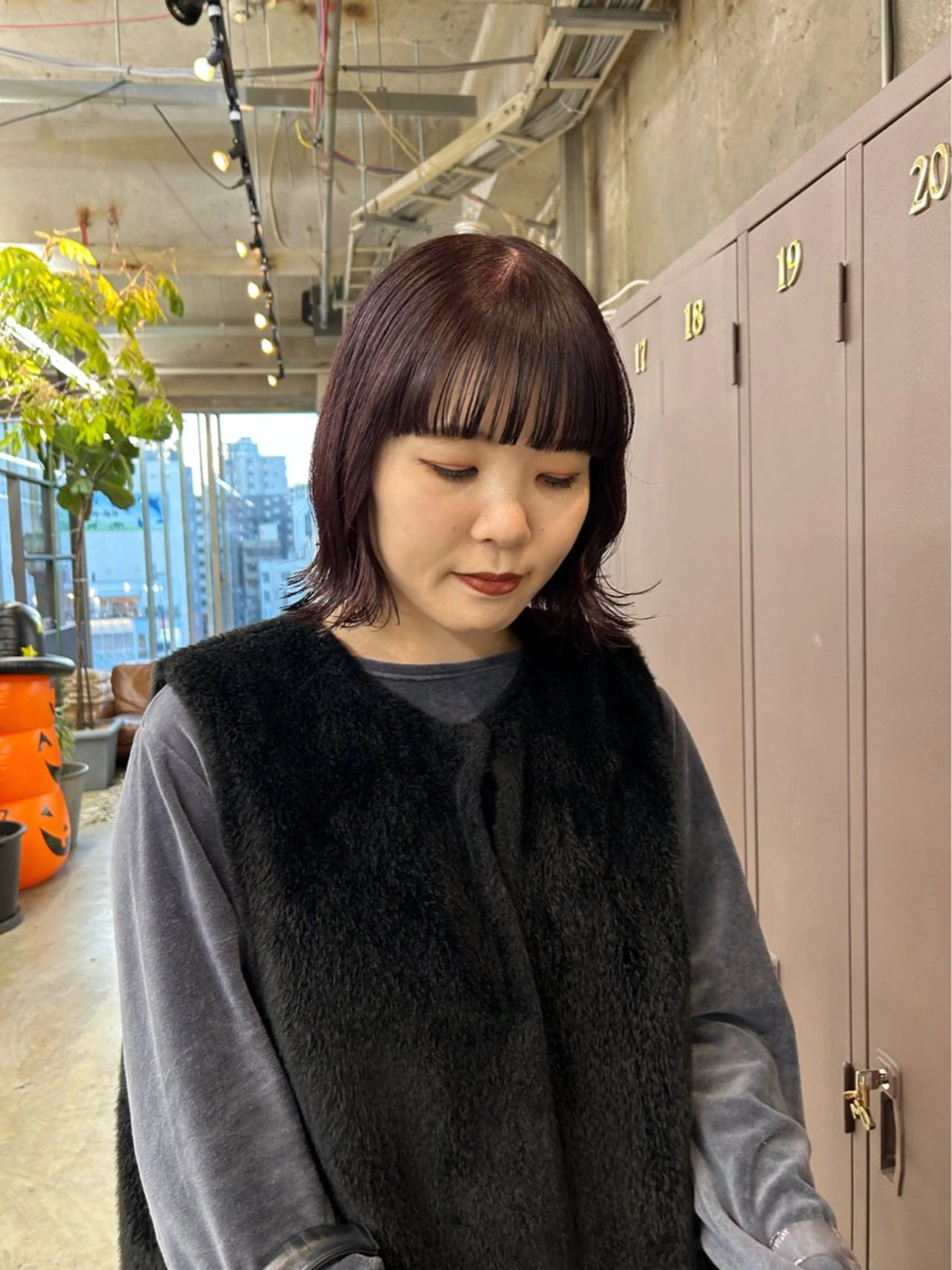 ミディアム カラー レッドカラー maho/垢抜け カラーパーマメイクのヘアスタイル