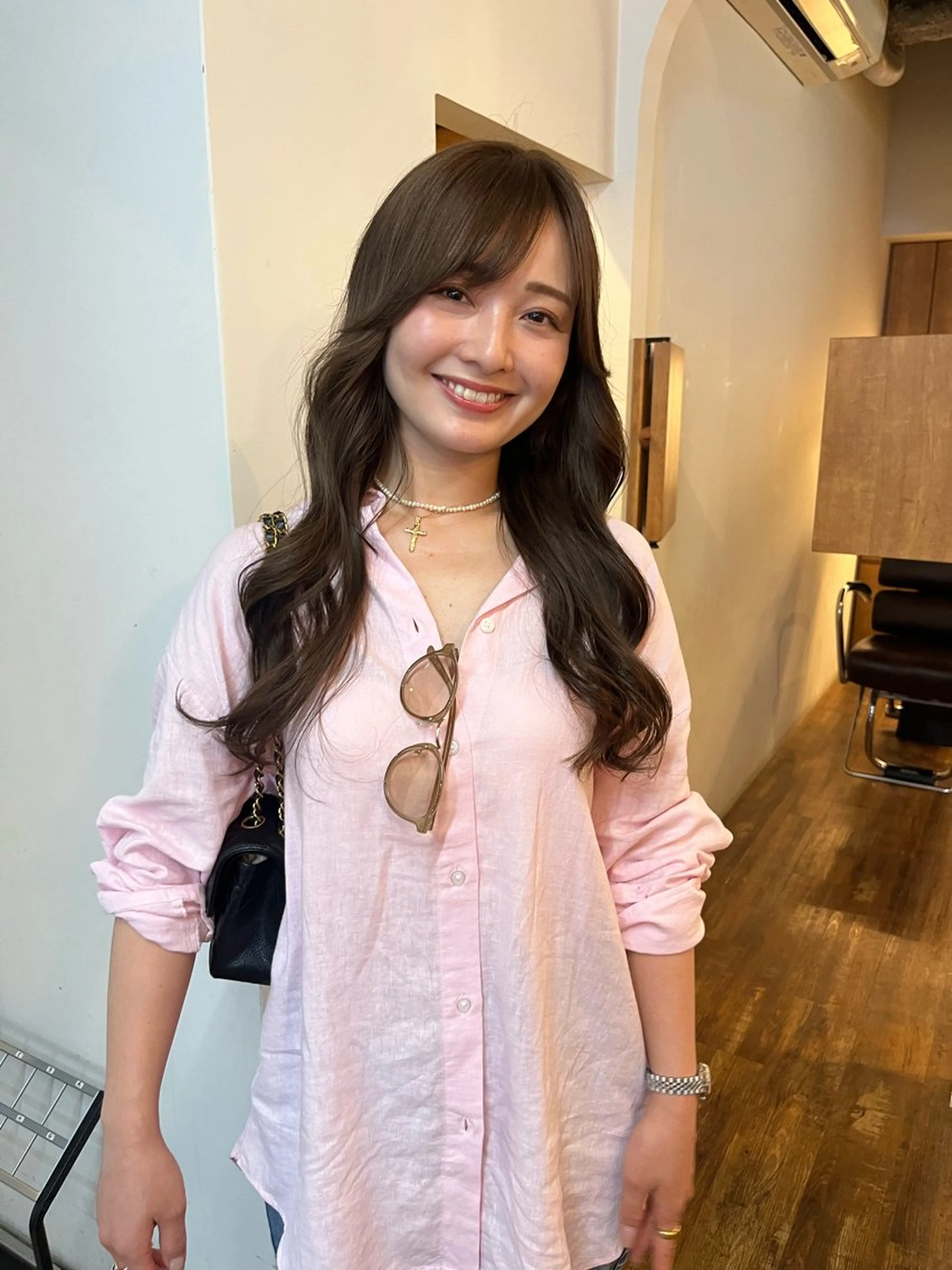 セミロング カラー 透明感カラー ダブルカラー グレージュ ヘアカラー hono/ボブ/ ハイトーン/ベージュのヘアスタイル