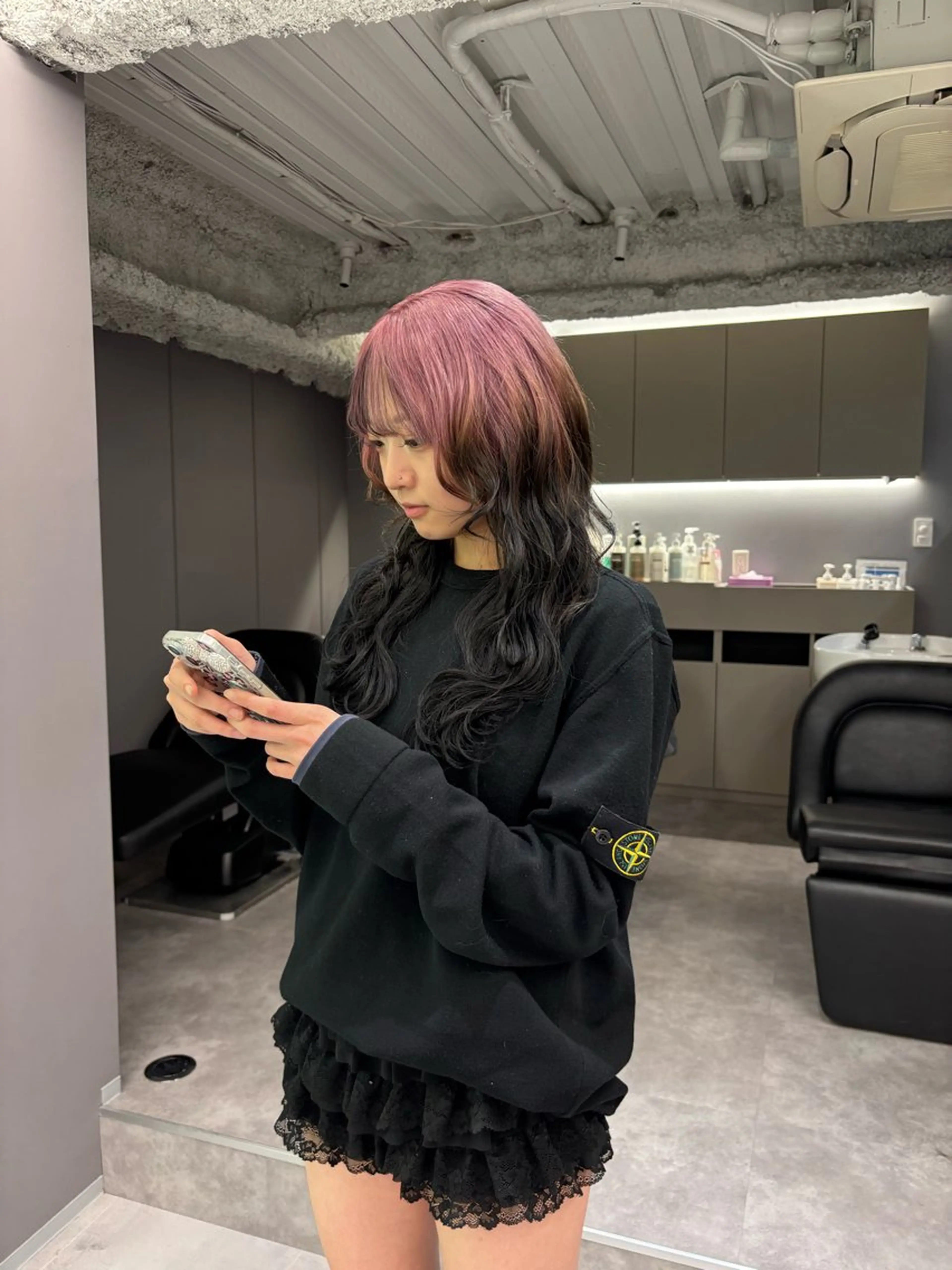 セミロング カラー ピンクカラー ヘアカラー 名古屋／デザイン／ ブリーチ/松井亮磨のヘアスタイル