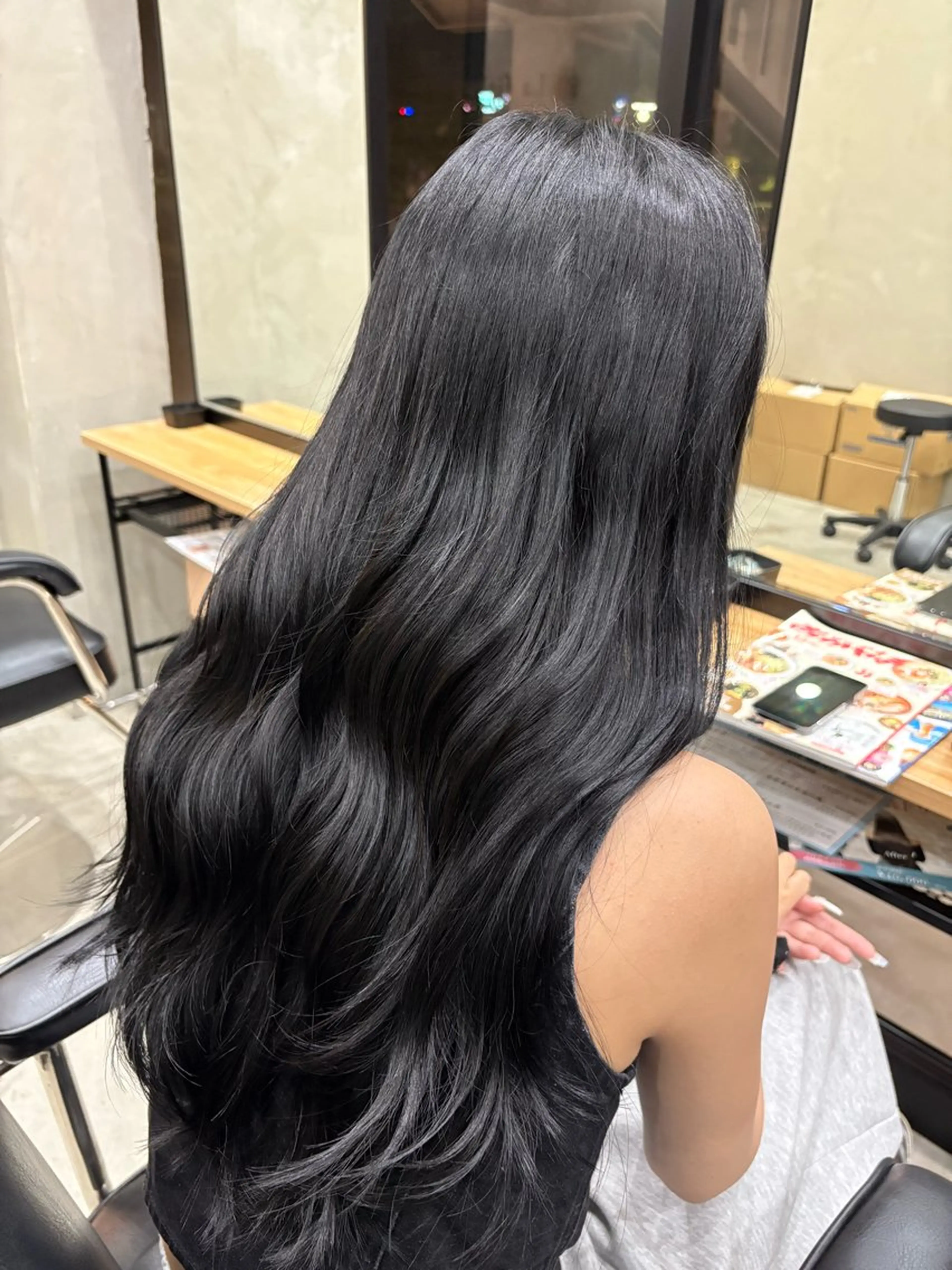 カラー 黒髪 かわうち れなのヘアスタイル