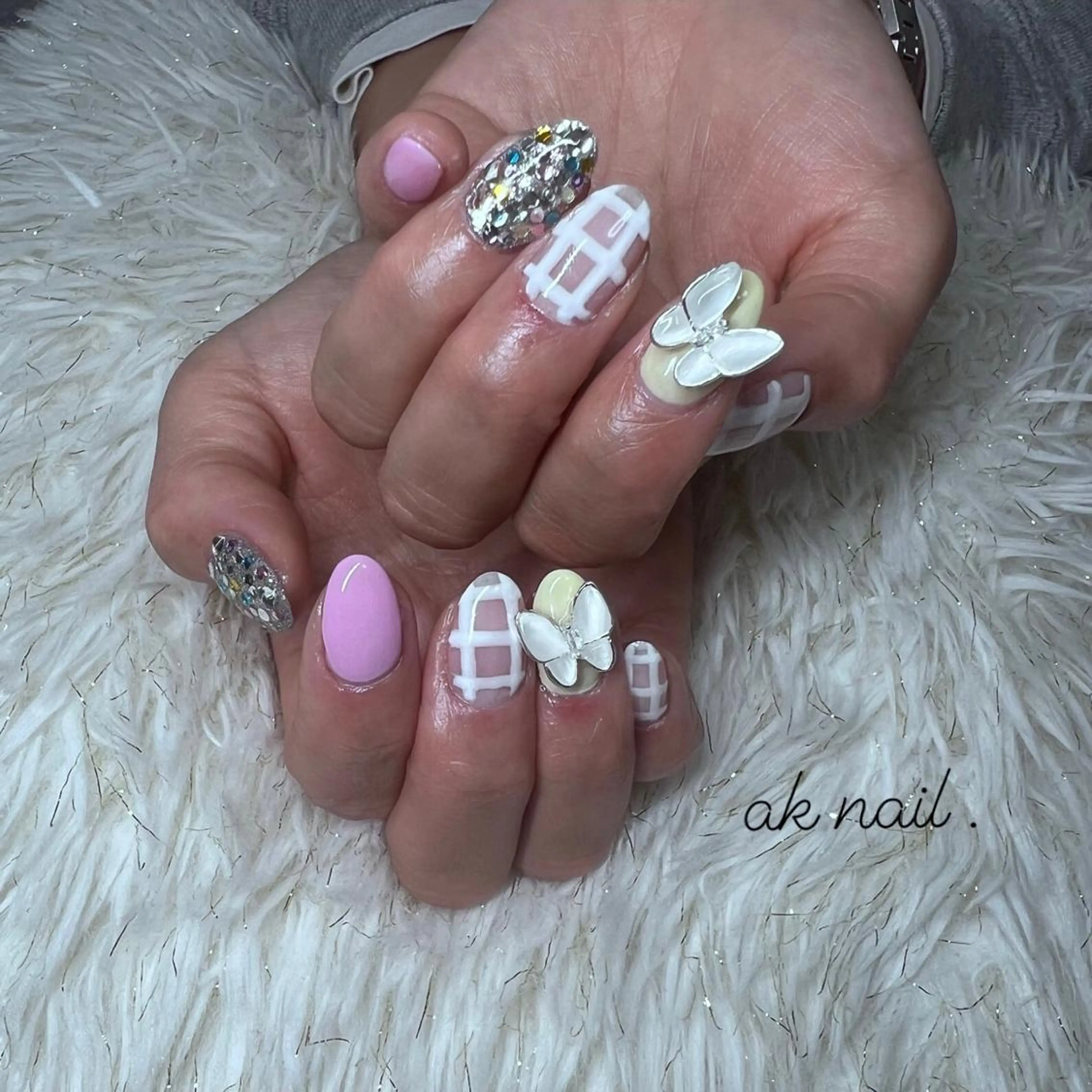 ミディアム ネイル パステルネイル ハンドネイル ak nail .のネイルデザイン