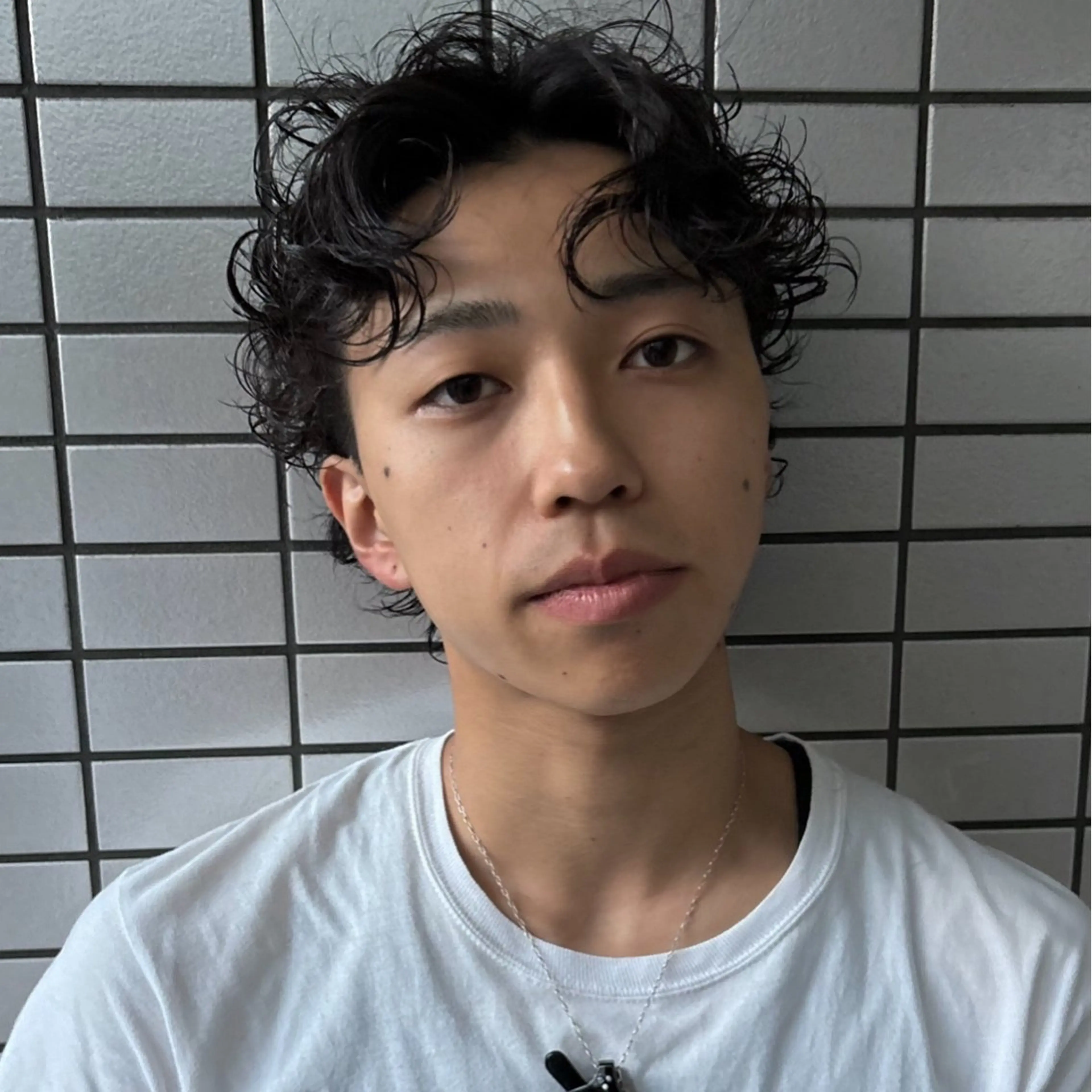 ミディアム パーマ メンズ ミディアムパーマ センターパート マッシュ メンズパーマ 渋谷/原宿/メンズ/ コヤマトモヤのヘアスタイル