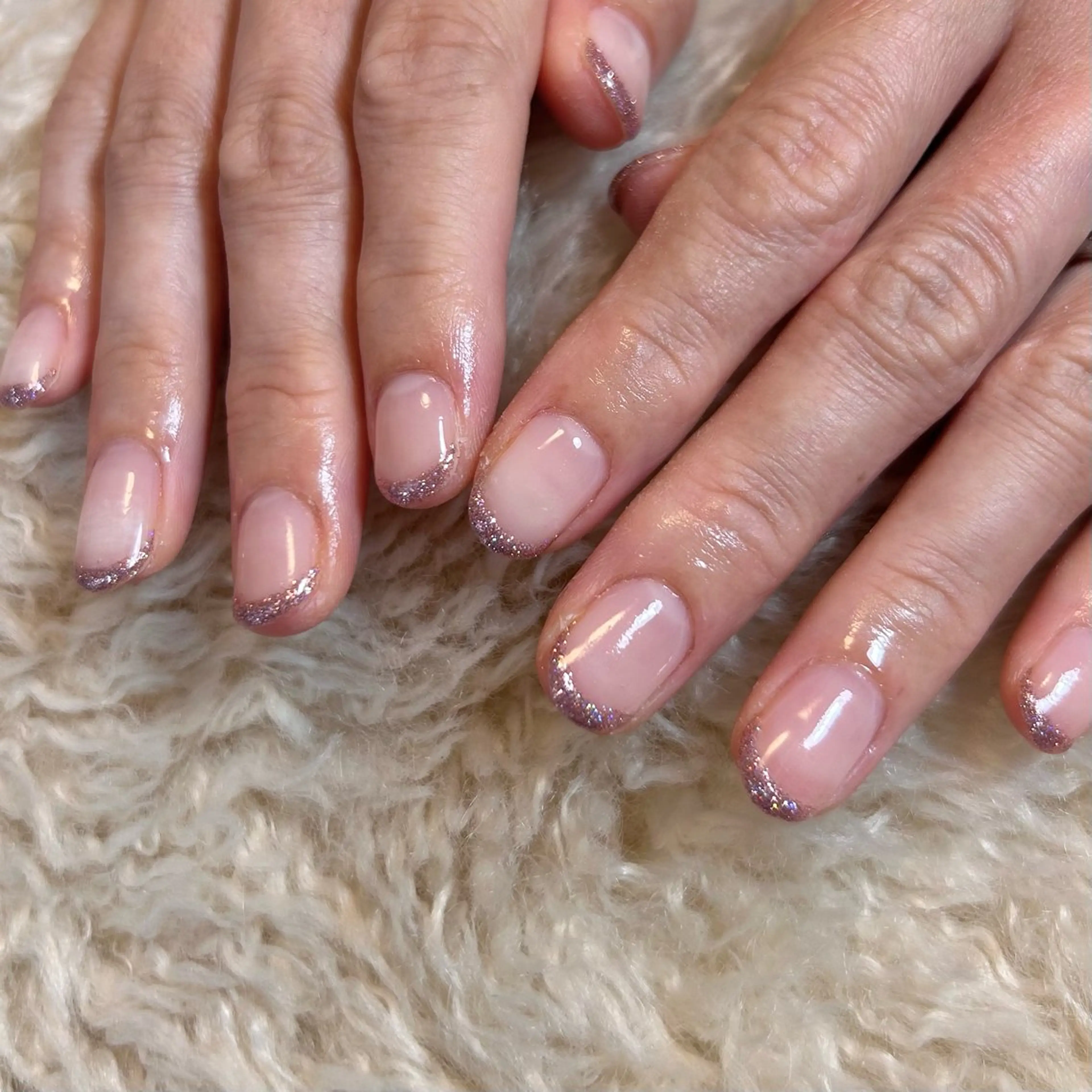 ネイル フレンチネイル ラメ(グリッター) ピンク nailsalon kiii'sのネイルデザイン