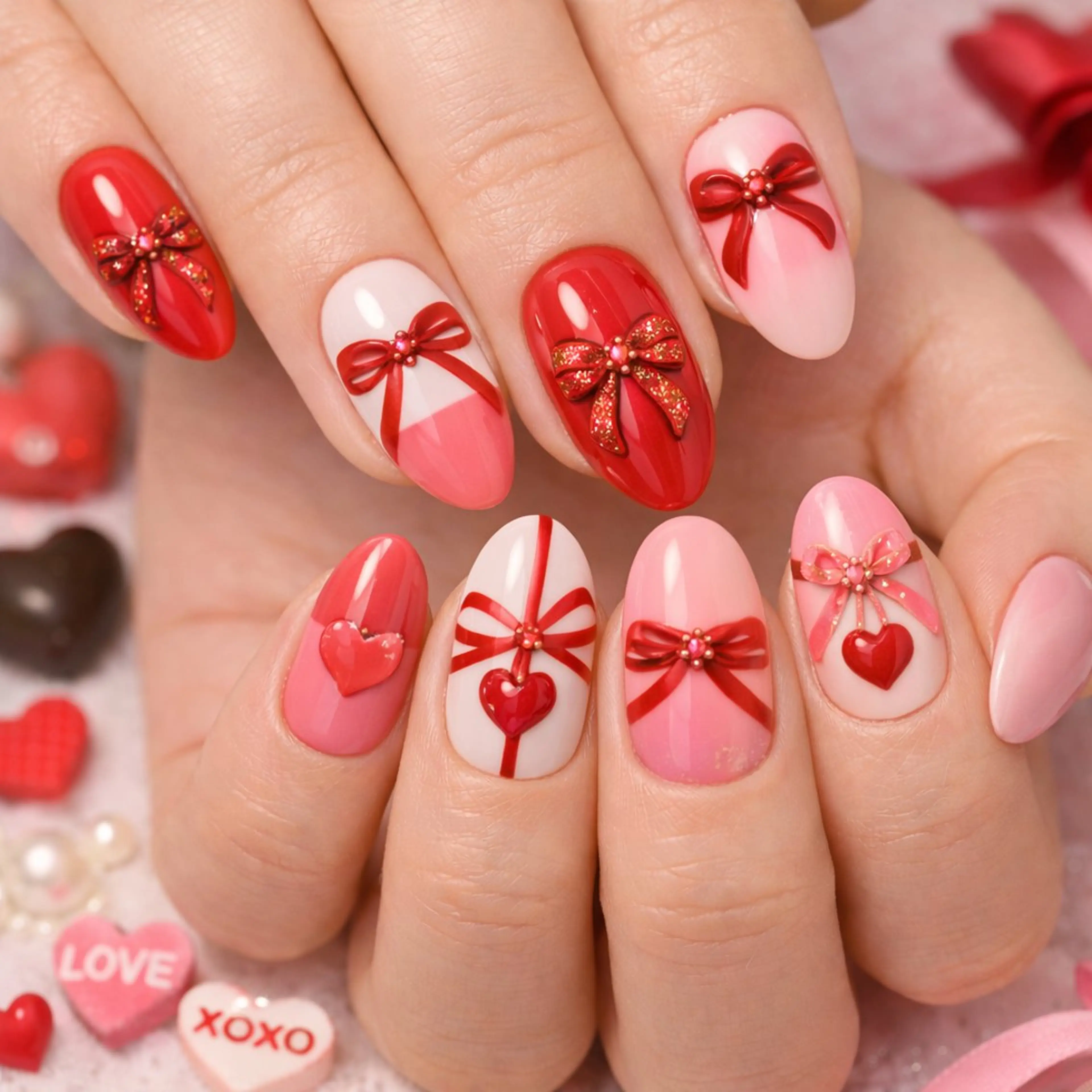 ネイル バレンタイン ハンドネイル Roger 舞のネイルデザイン