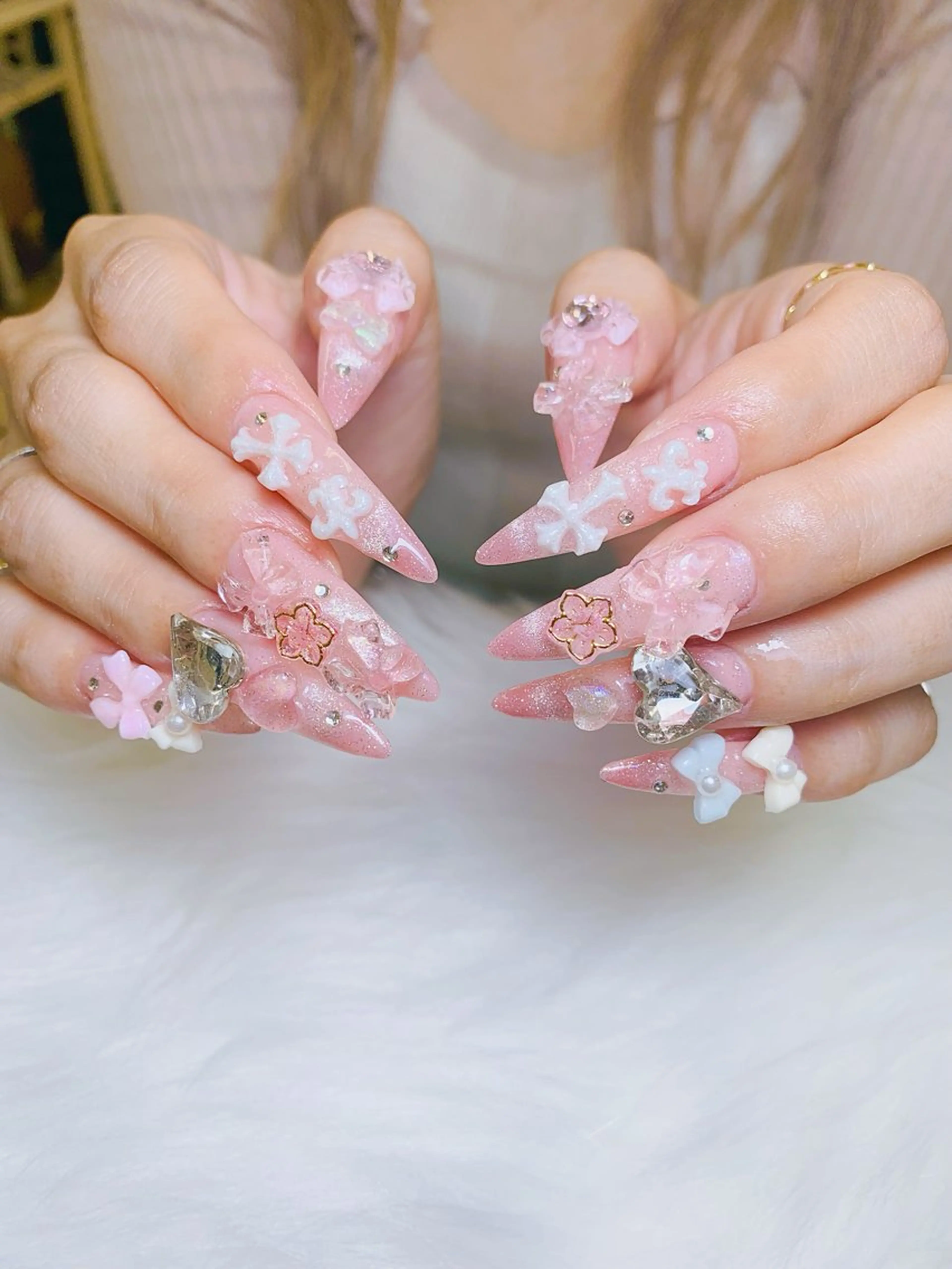 ネイル チークネイル 長さ出し フラッシュネイル フレンチネイル グラデーション ハンドネイル AN NAIL SALONのネイルデザイン