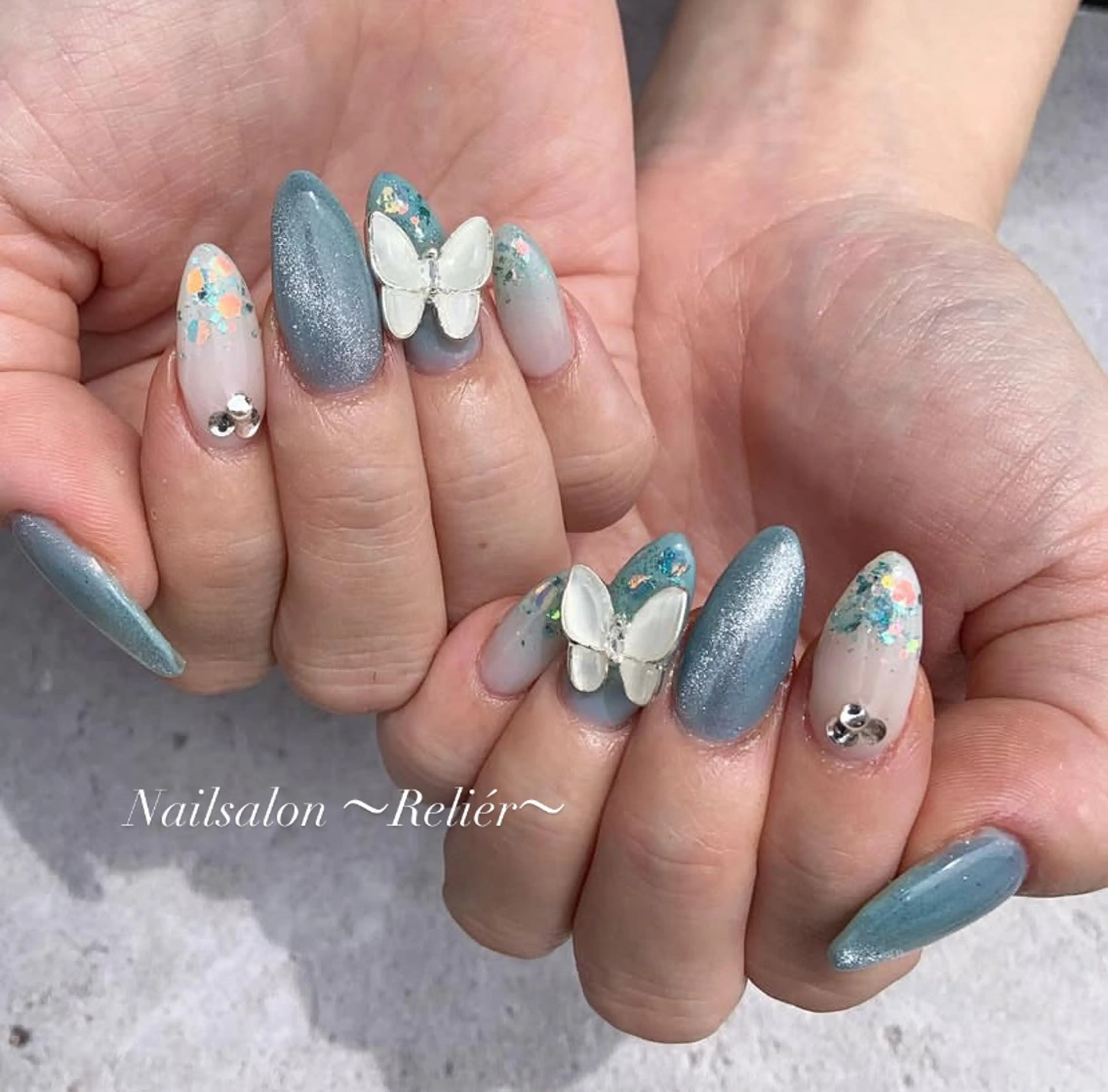 ネイル マグネットネイル スカルプネイル ワンホンネイル Nailsalon 〜Reliér〜のネイルデザイン
