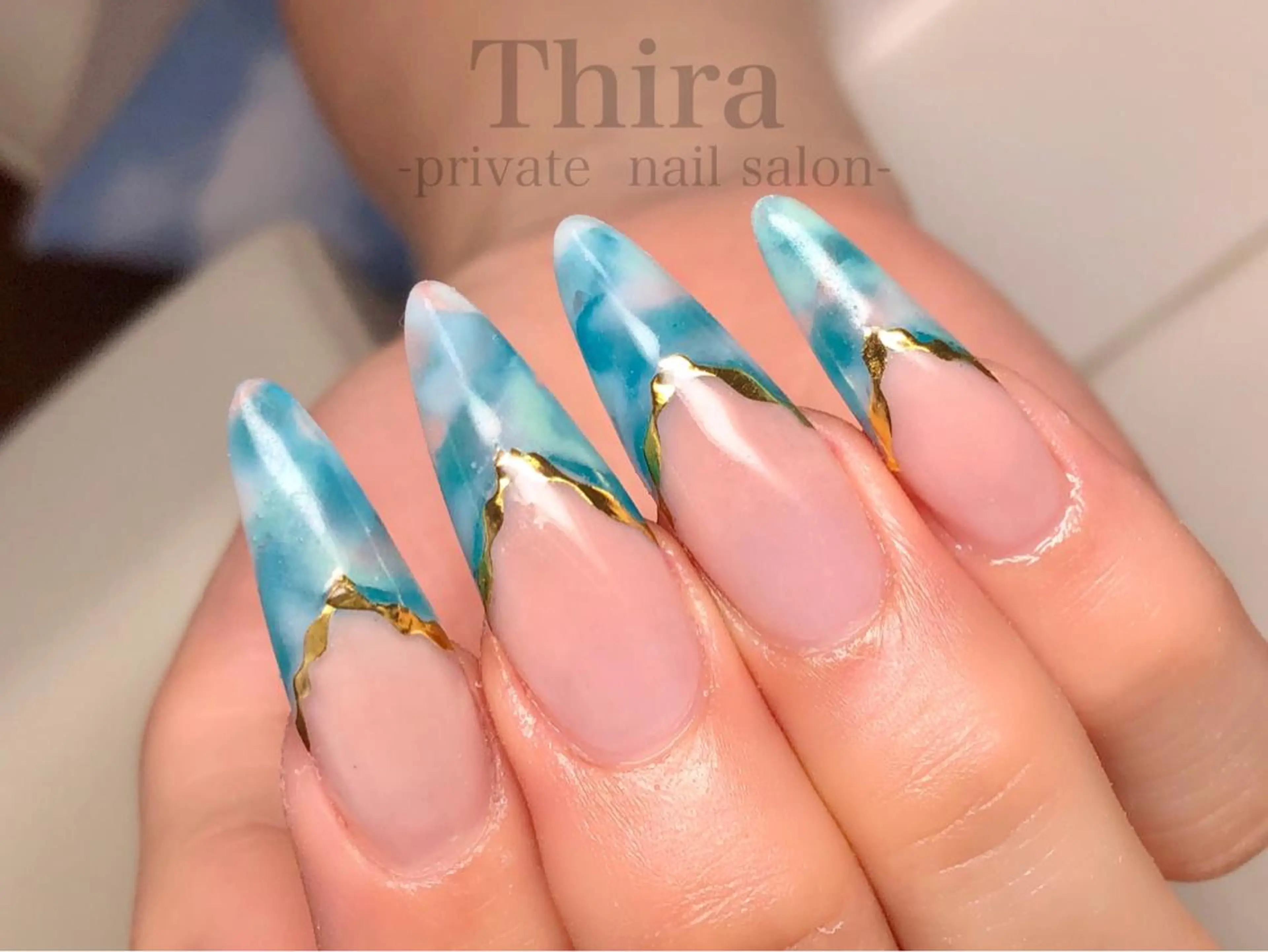 ネイル フレンチネイル 大理石ネイル(マーブル) Nail saeのネイルデザイン