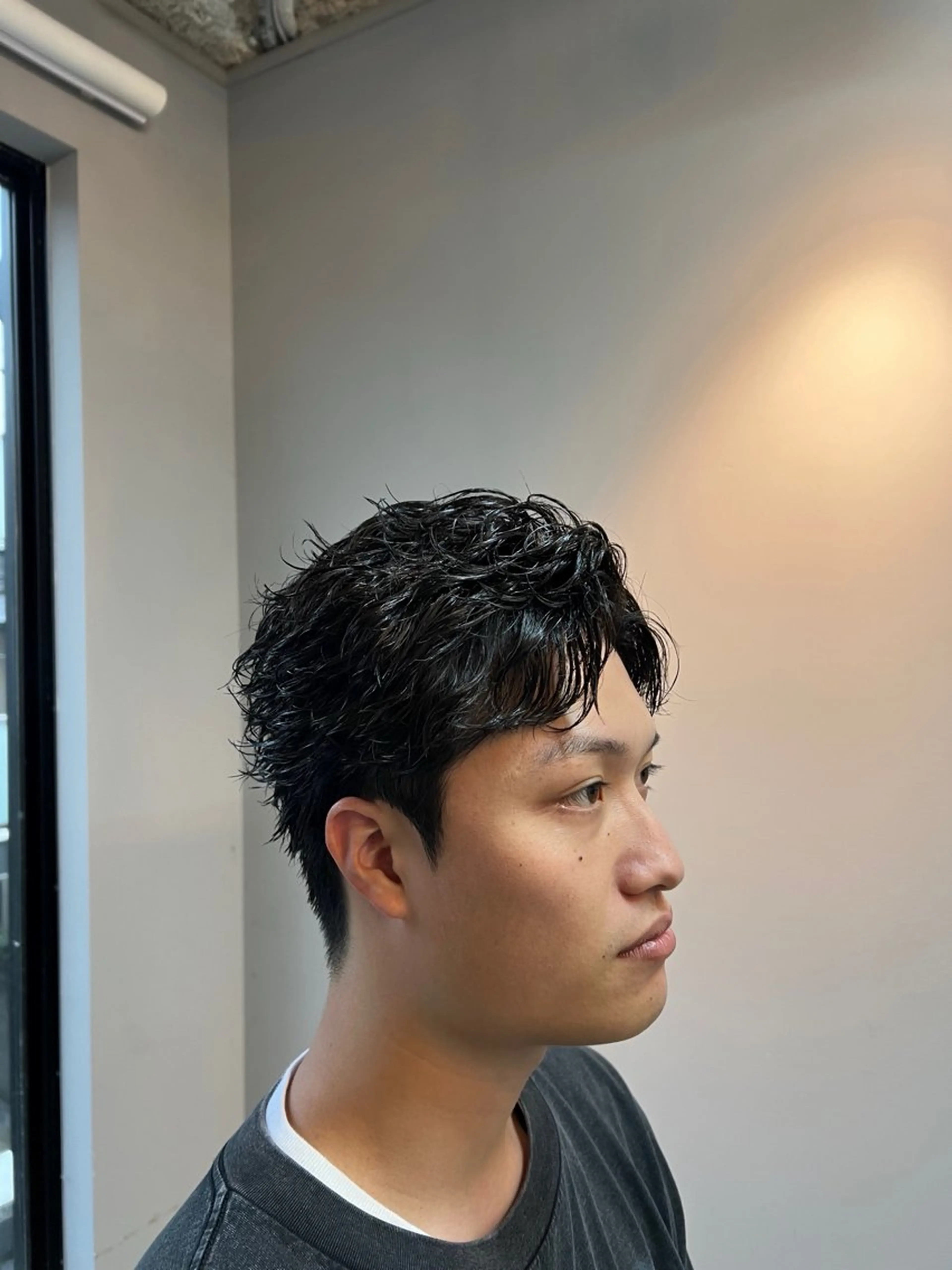 ショート パーマ メンズ ビジネス 刈り上げ かきあげバング 💥メンズパーマ /表参道/モント💥のヘアスタイル