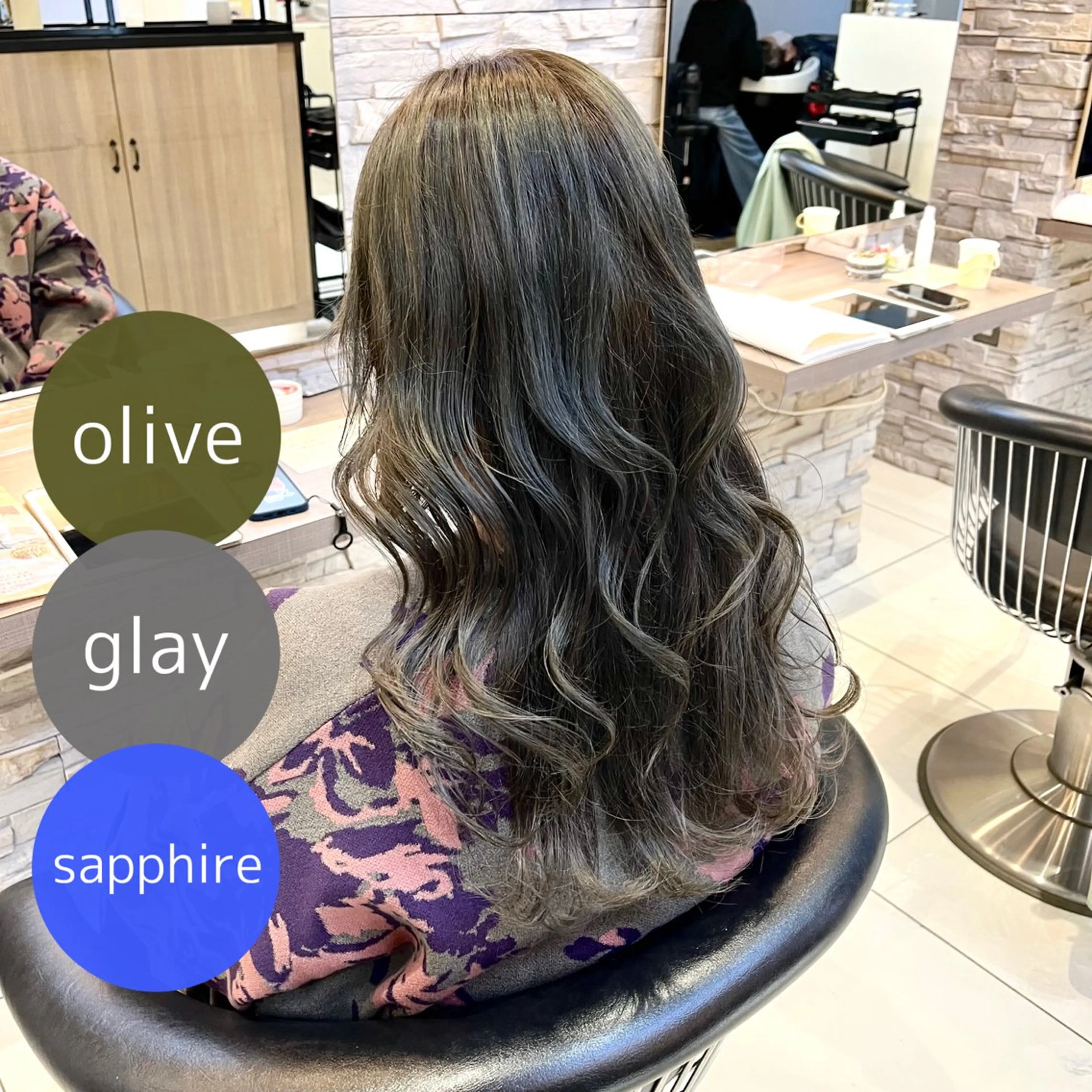 ロング カラー ブリーチ 透明感カラー グレージュ オリーブカラー オリーブグレージュ カット ヘアカラー トリートメント 透明感カラー/ くびれヘア/館岡俊平のヘアスタイル