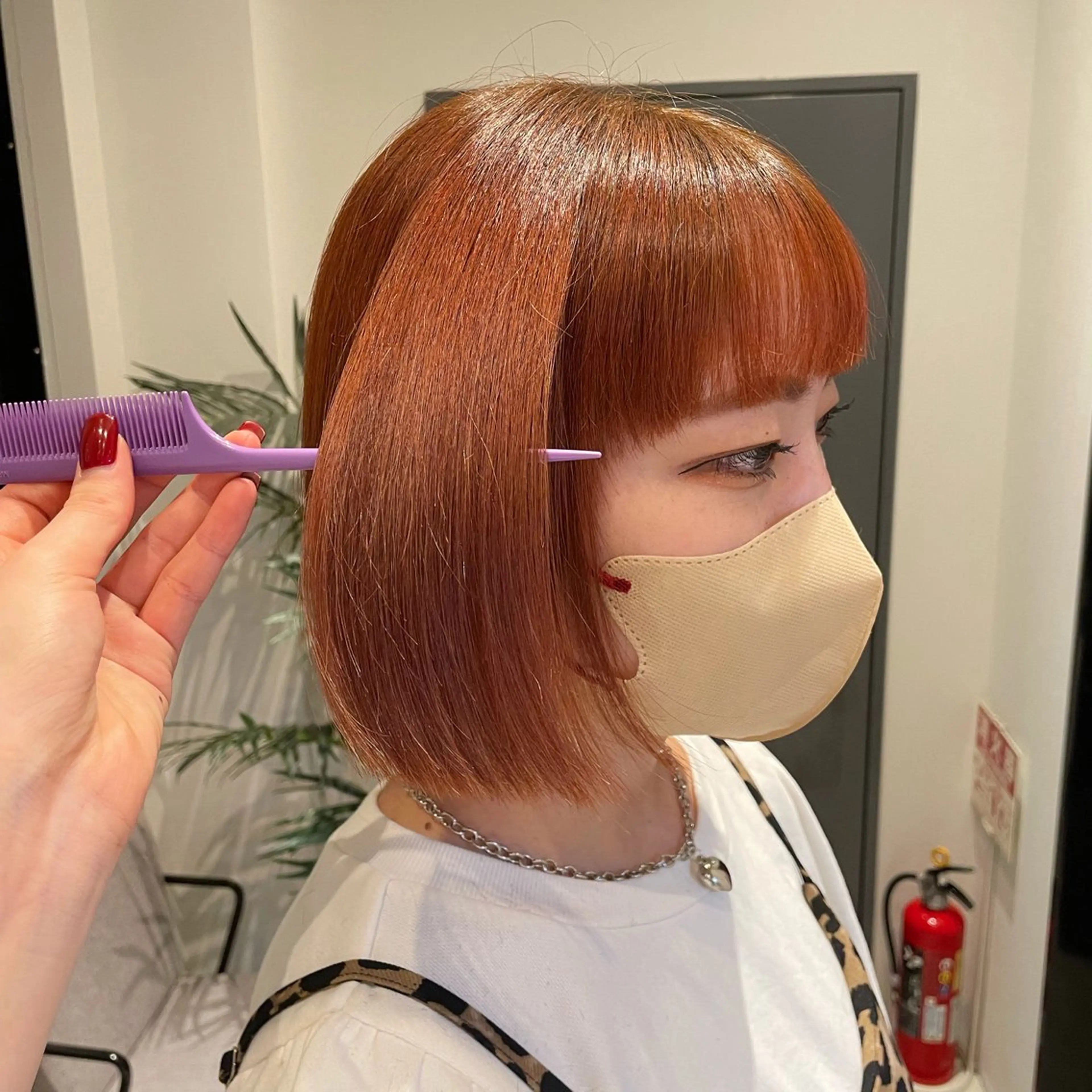セミロング カラー ブラウンカラー オレンジ オレンジブラウン ヘアカラー トリートメント 🤍haruna 🤍SUIのヘアスタイル