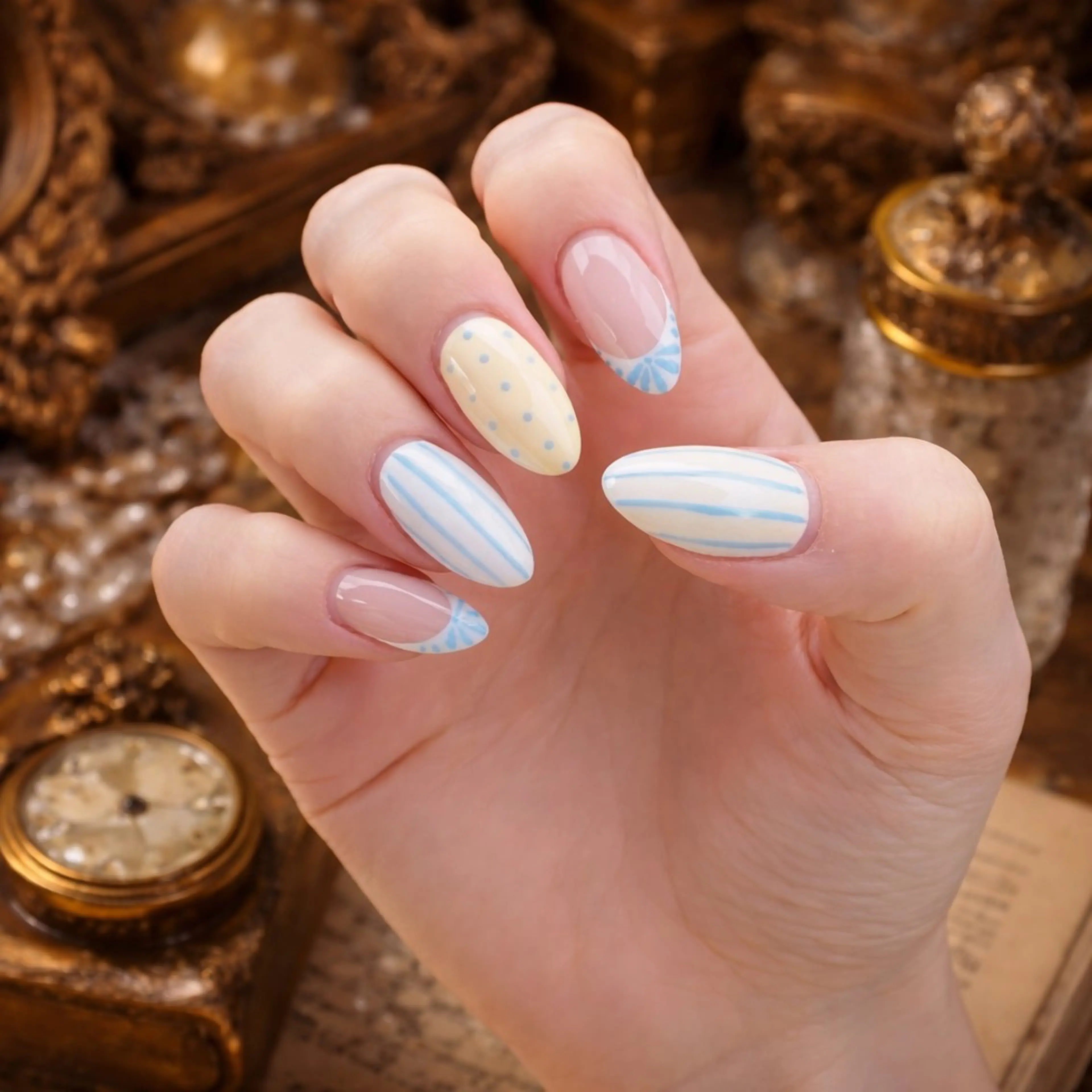 ネイル アートネイル ゴールド 春ネイル ハンドネイル Roger 舞のネイルデザイン