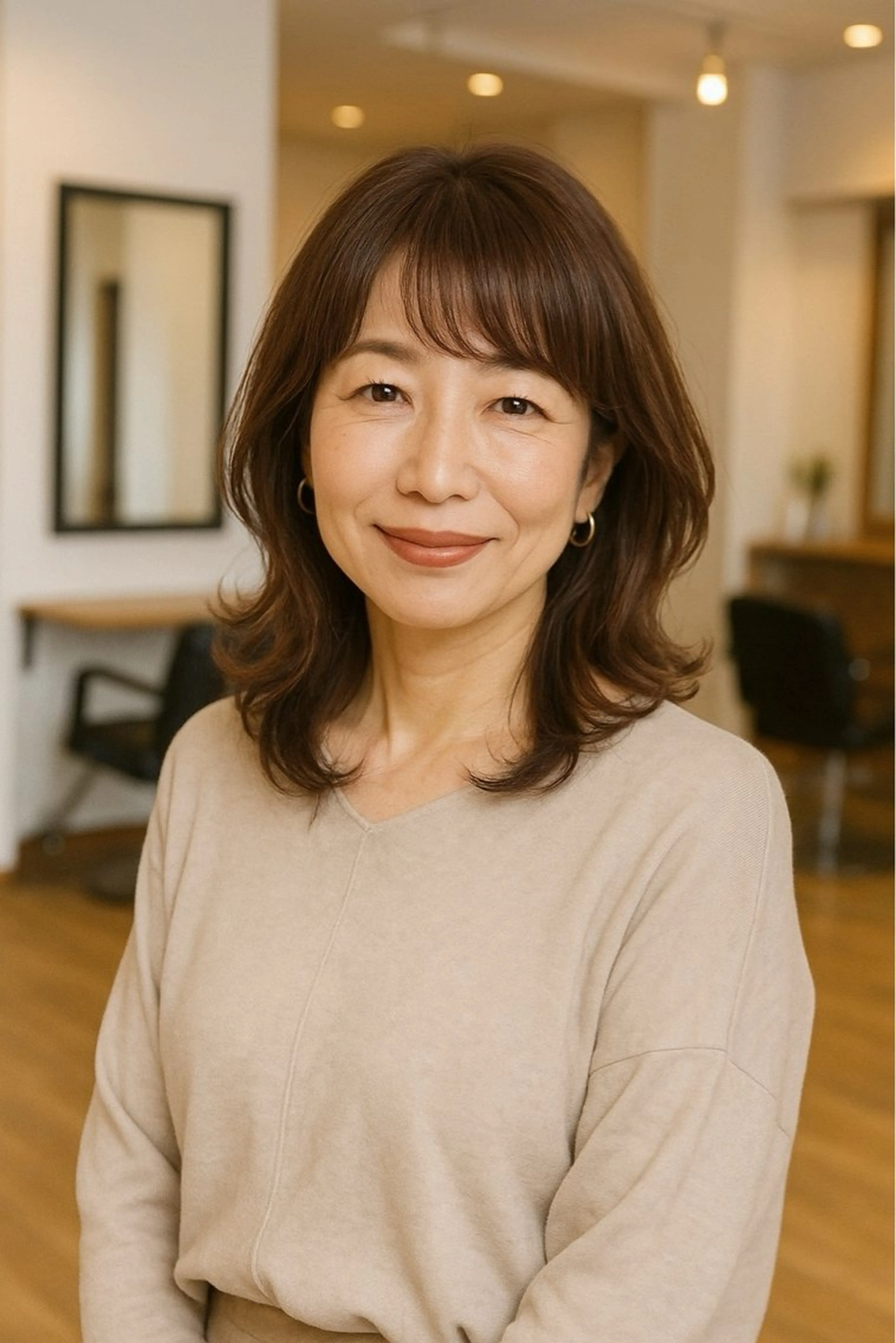 セミロング ヘアカラー トリートメント 髪質改善/マツパ 垢抜け透明カラー衣笠のヘアスタイル