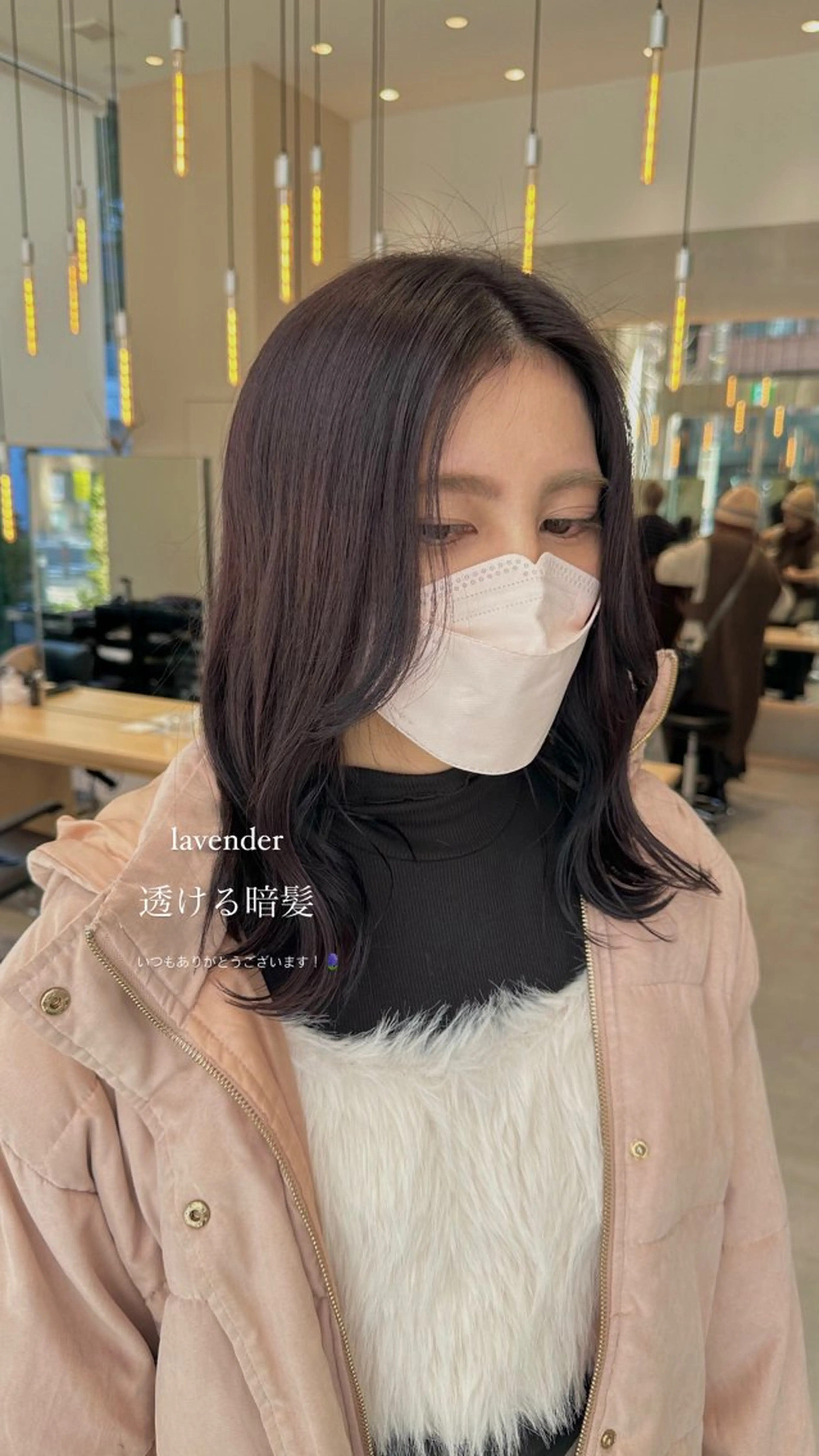 ミディアム カラー カット ヘアカラー トリートメント ヘッドスパ ヘアセット ミオ💎透ける暗髪 ショートカットのヘアスタイル