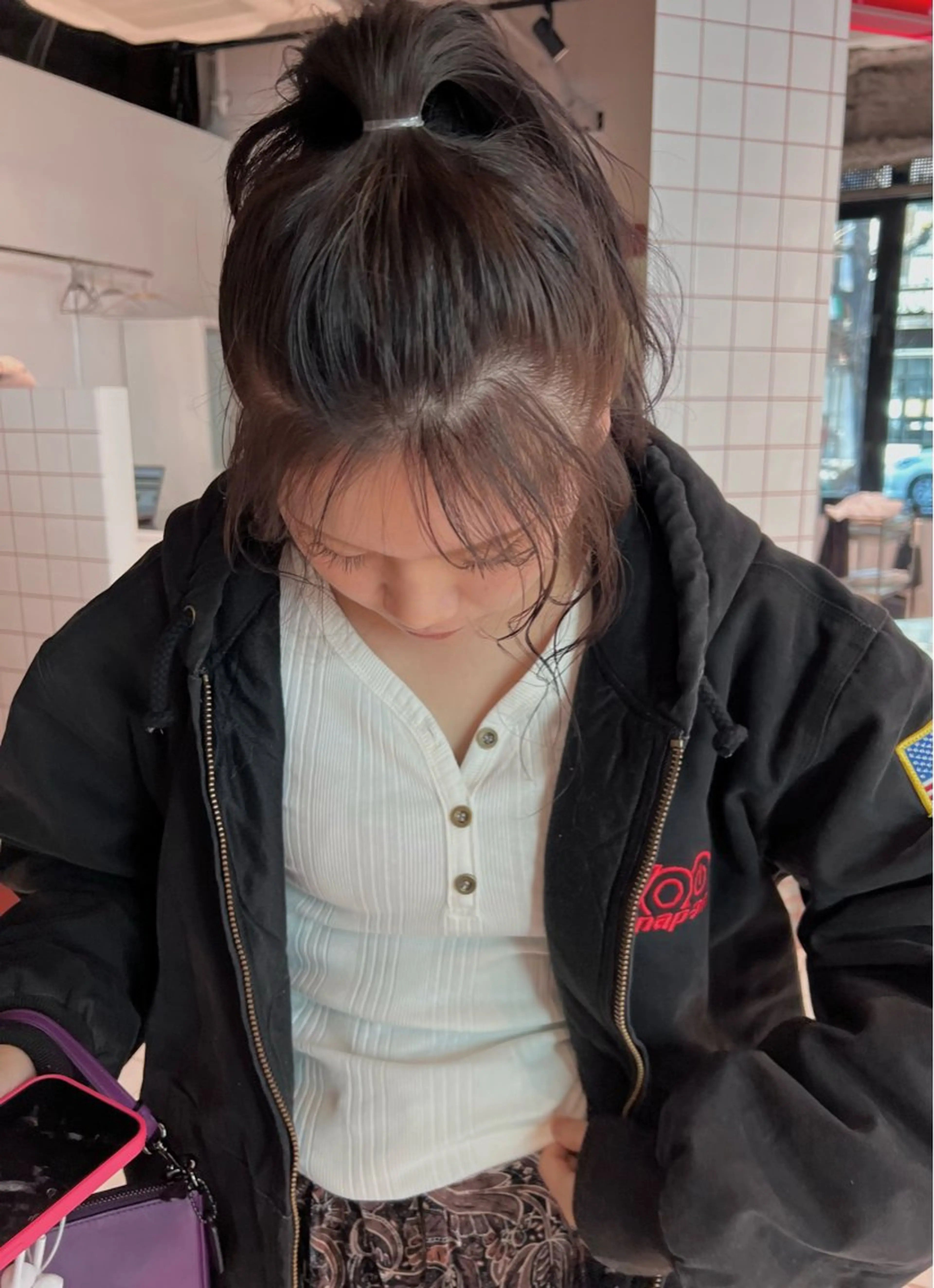 ミディアム 顔周りカット カット ヘアカラー トリートメント 富田 紗世のヘアスタイル