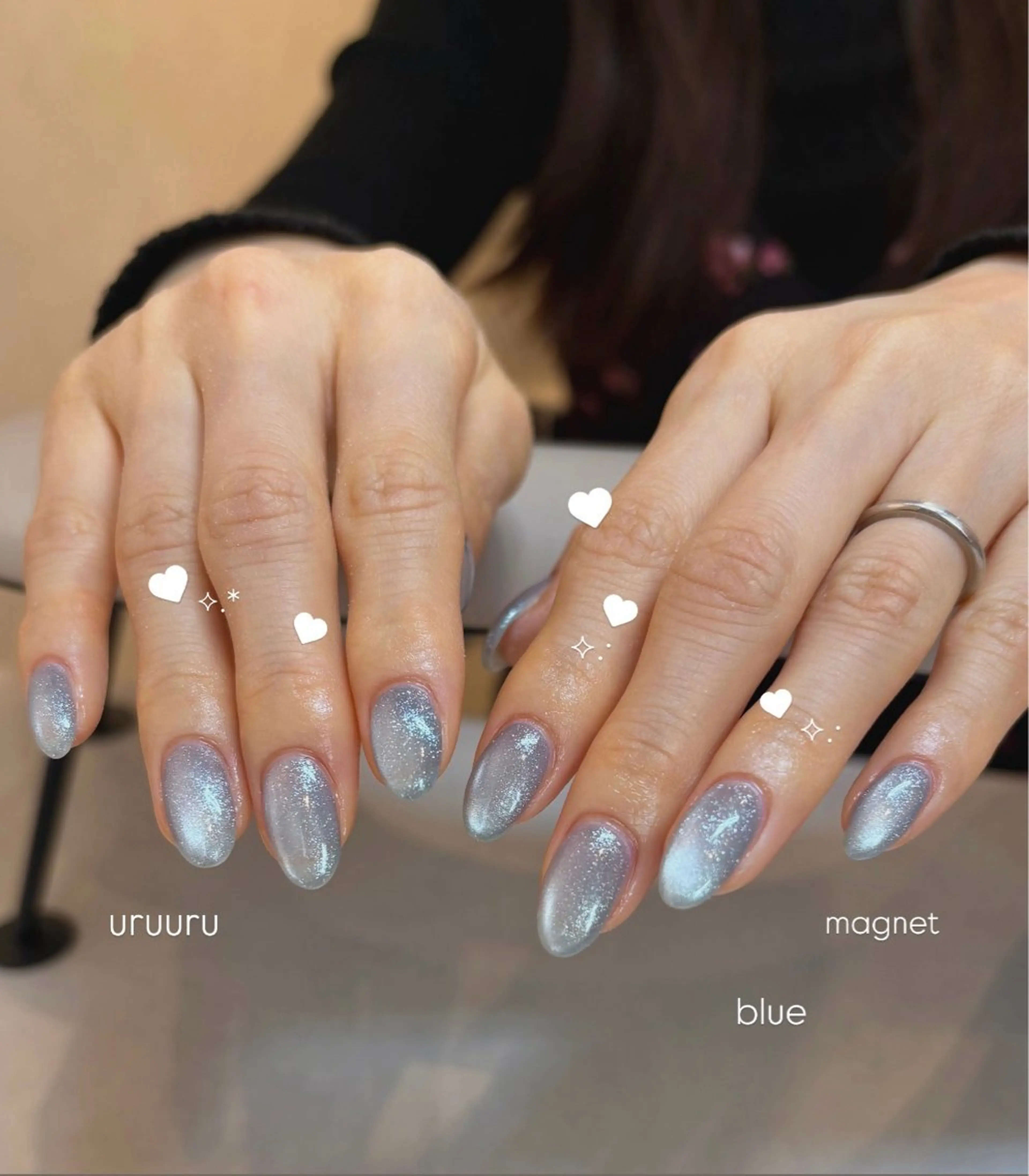 ネイル フラッシュネイル ラメ(グリッター) 水色 マグネットネイル ワンカラーネイル ハンドネイル enurk店 🍋 M I K U  *のその他イメージ