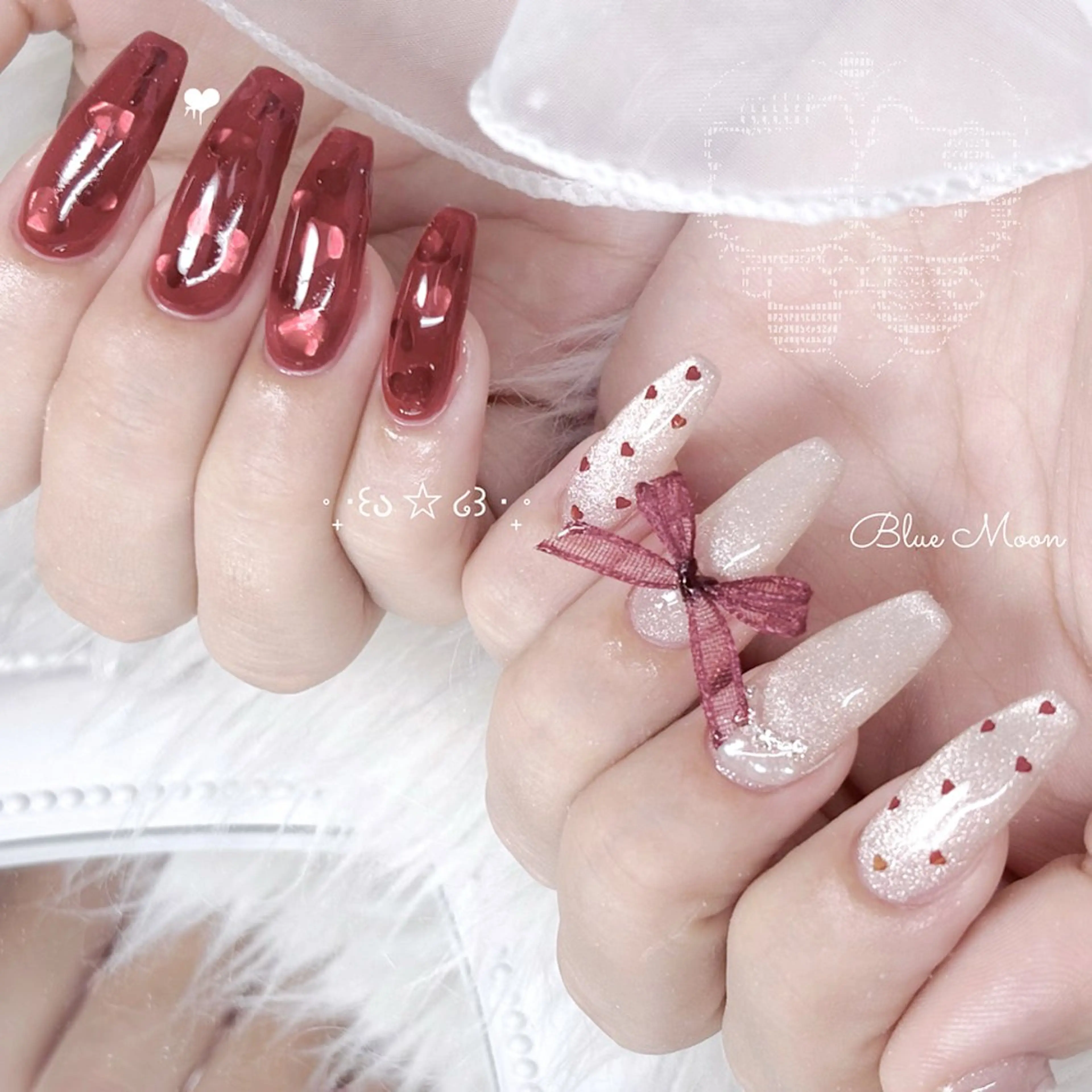 ネイル リボン ハンドネイル フットネイル ハンドケア nail salon Blue Moonのネイルデザイン