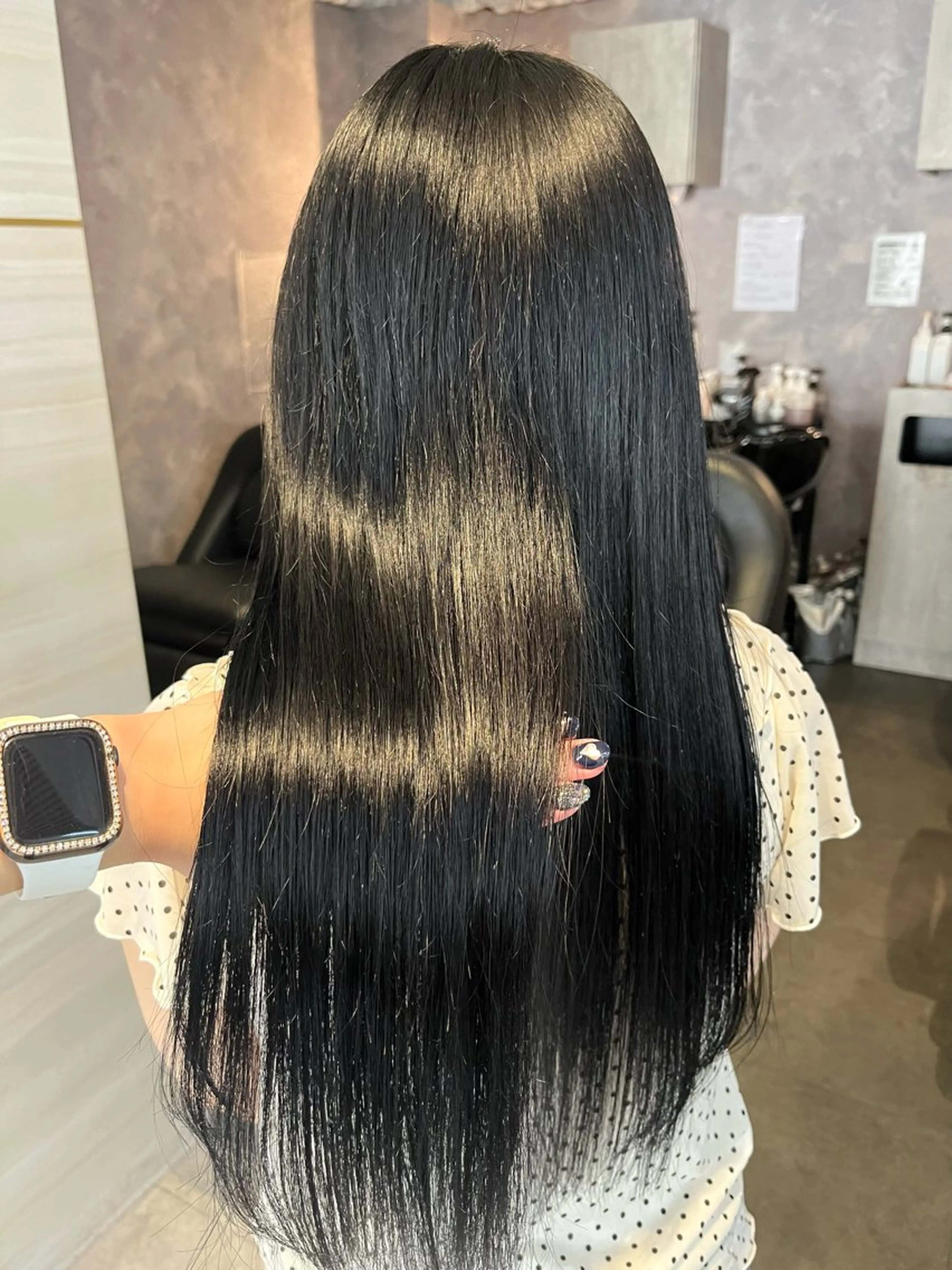 ロング カラー 黒髪 ブルーカラー ブルーブラック 🫧みひろ🫧カット カラーモデル募集のヘアスタイル