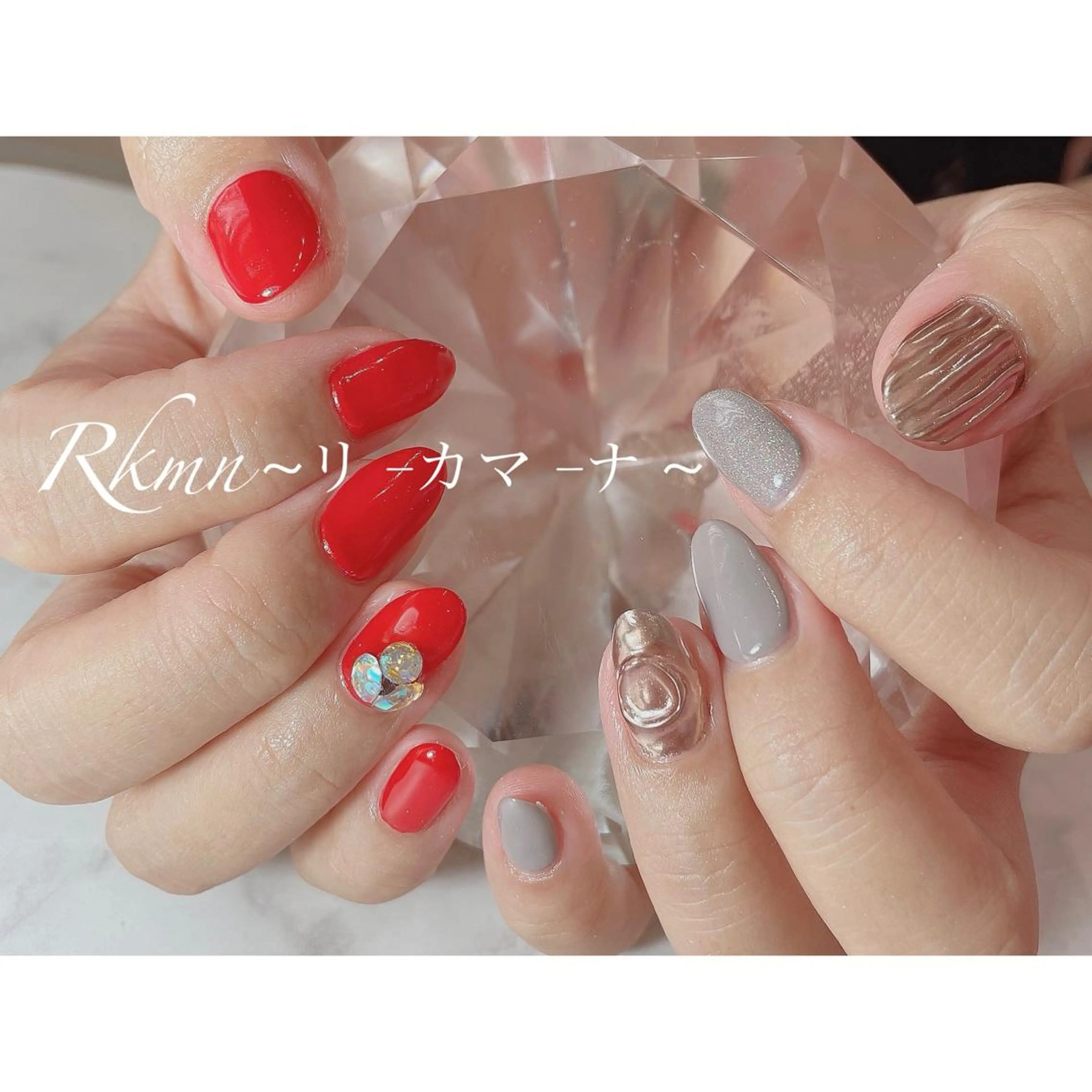 ネイル アートネイル ミラーネイル ニュアンスネイル 春ネイル ハンドネイル フットネイル ハンドケア Rkmn ~リ-カマ-ナ~のネイルデザイン