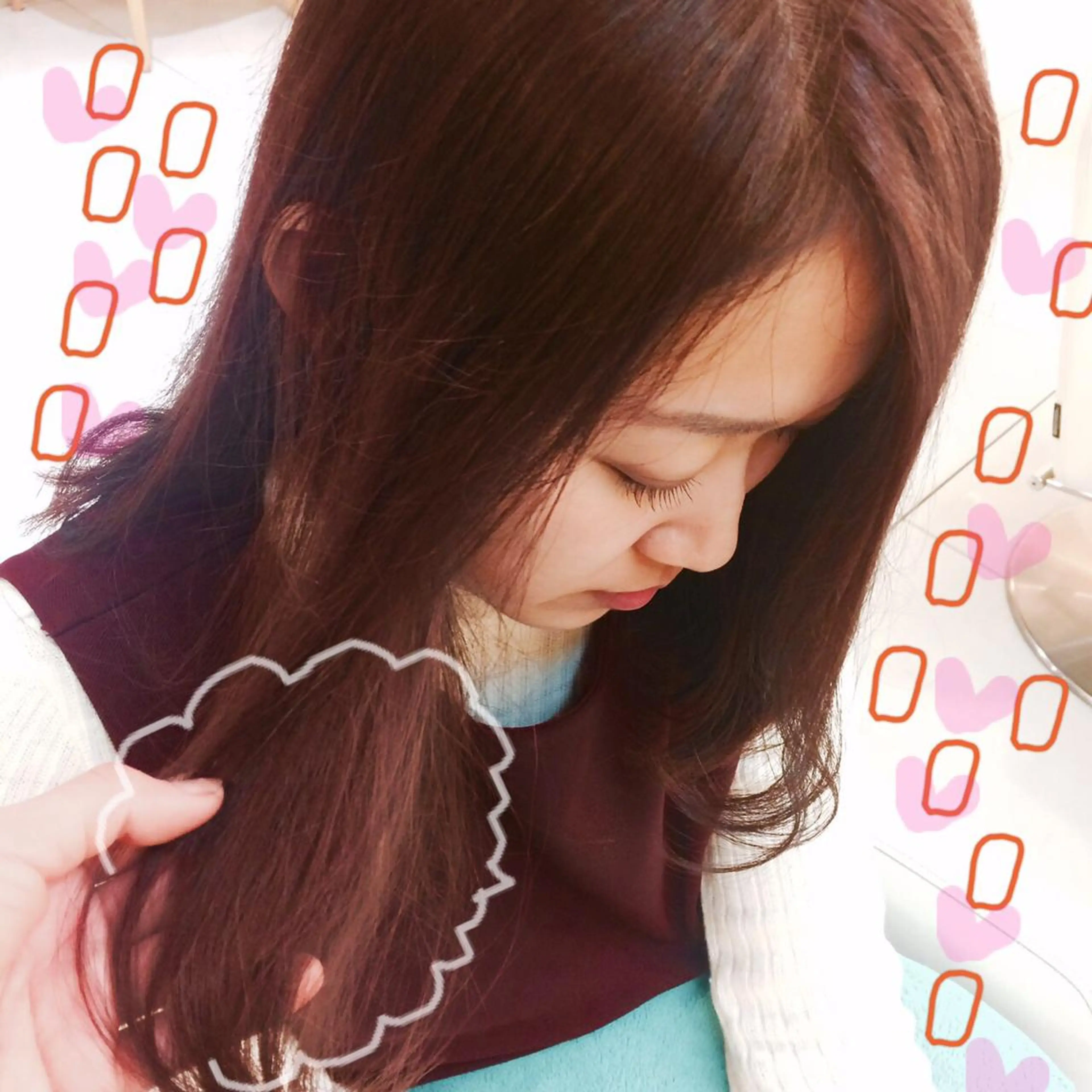 ミディアム カラー ブラウンカラー レッドカラー レッドブラウン 新宿駅近♡個室 ♡関口三都季🌜のヘアスタイル