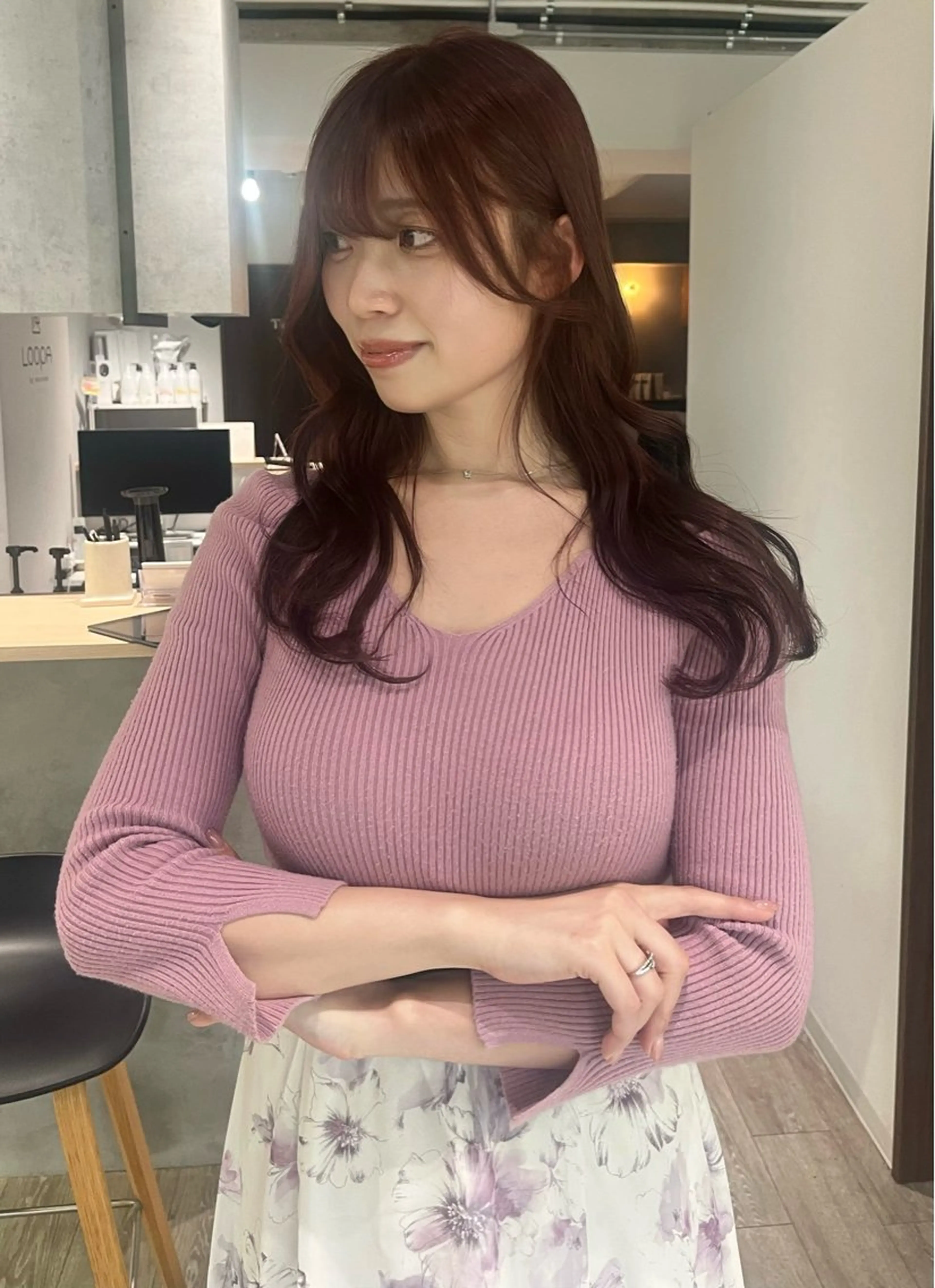 セミロング カラー ブラウンカラー ピンクカラー ピンクブラウン 髪質改善 韓国風ヘア カット ヘアカラー トリートメント JIN/暖色カラー /髪質改善/艶髪のヘアスタイル