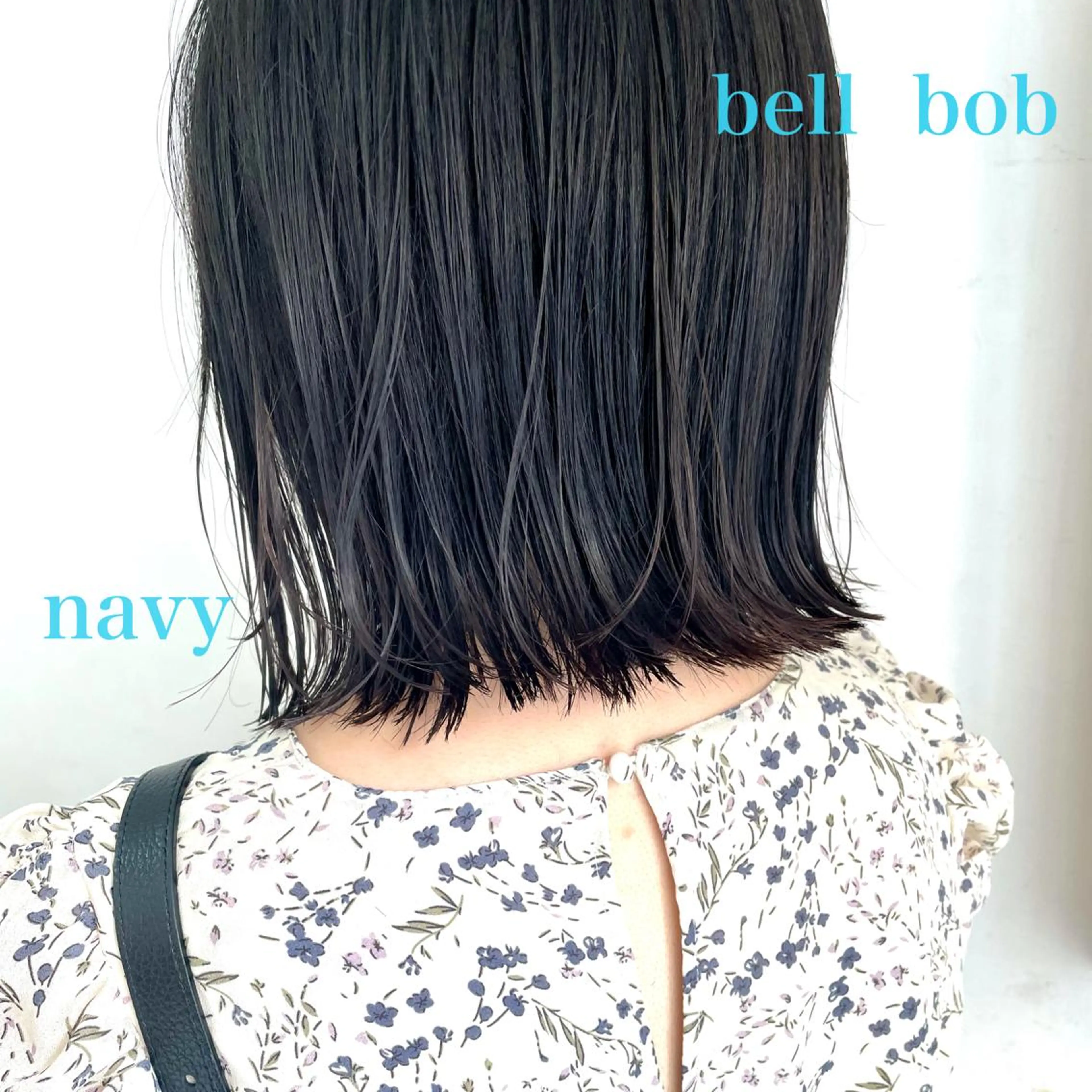 ミディアム カラー 切りっぱなしボブ ブルーカラー ネイビーカラー ボブ カット ヘアカラー トリートメント 切りっぱなしボブ ソノキユウカのヘアスタイル