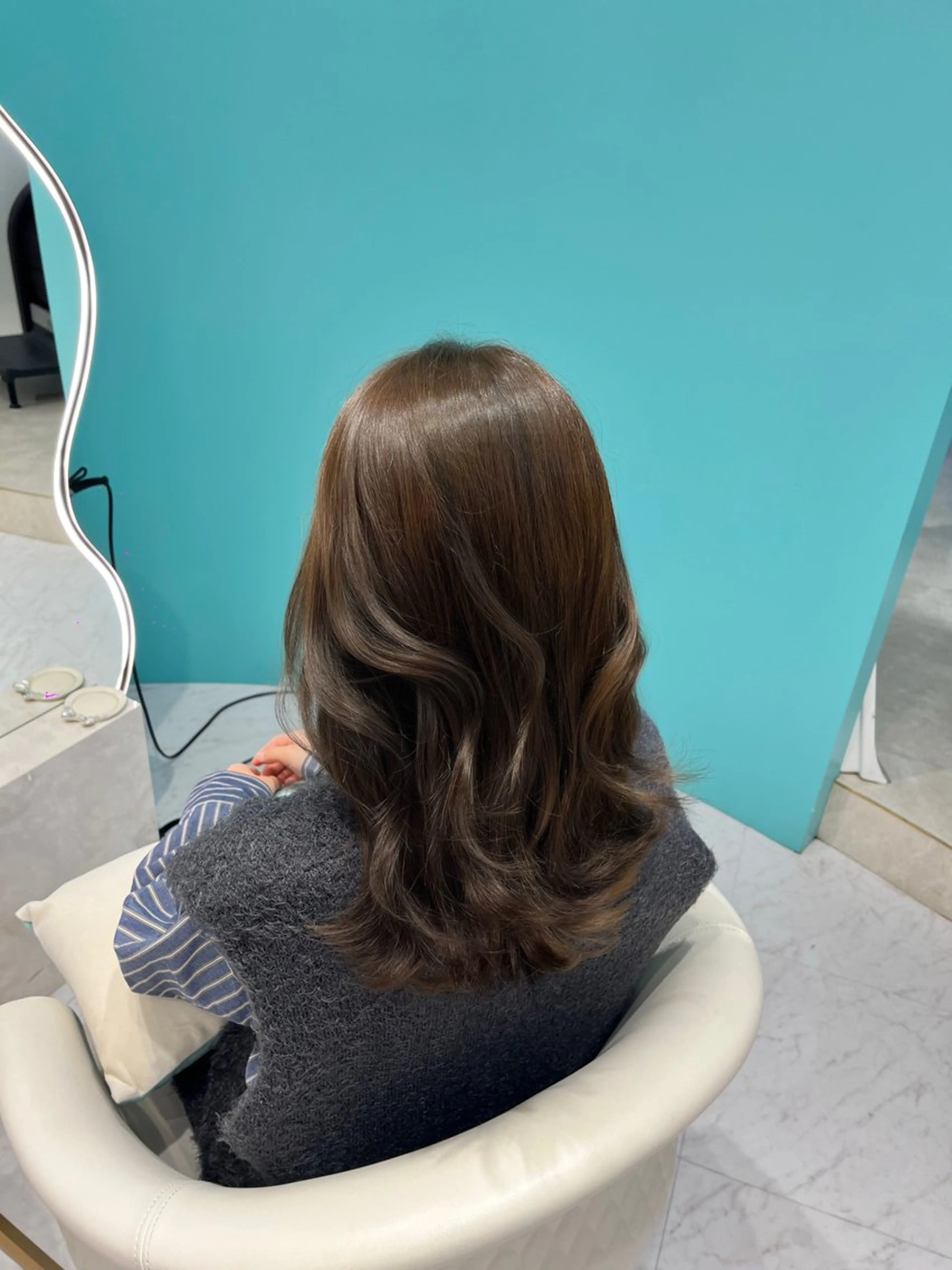 セミロング カラー ベージュカラー オリーブベージュ カット ヘアカラー トリートメント 名駅/大人韓国ヘア 艶カラー/Rihoのヘアスタイル