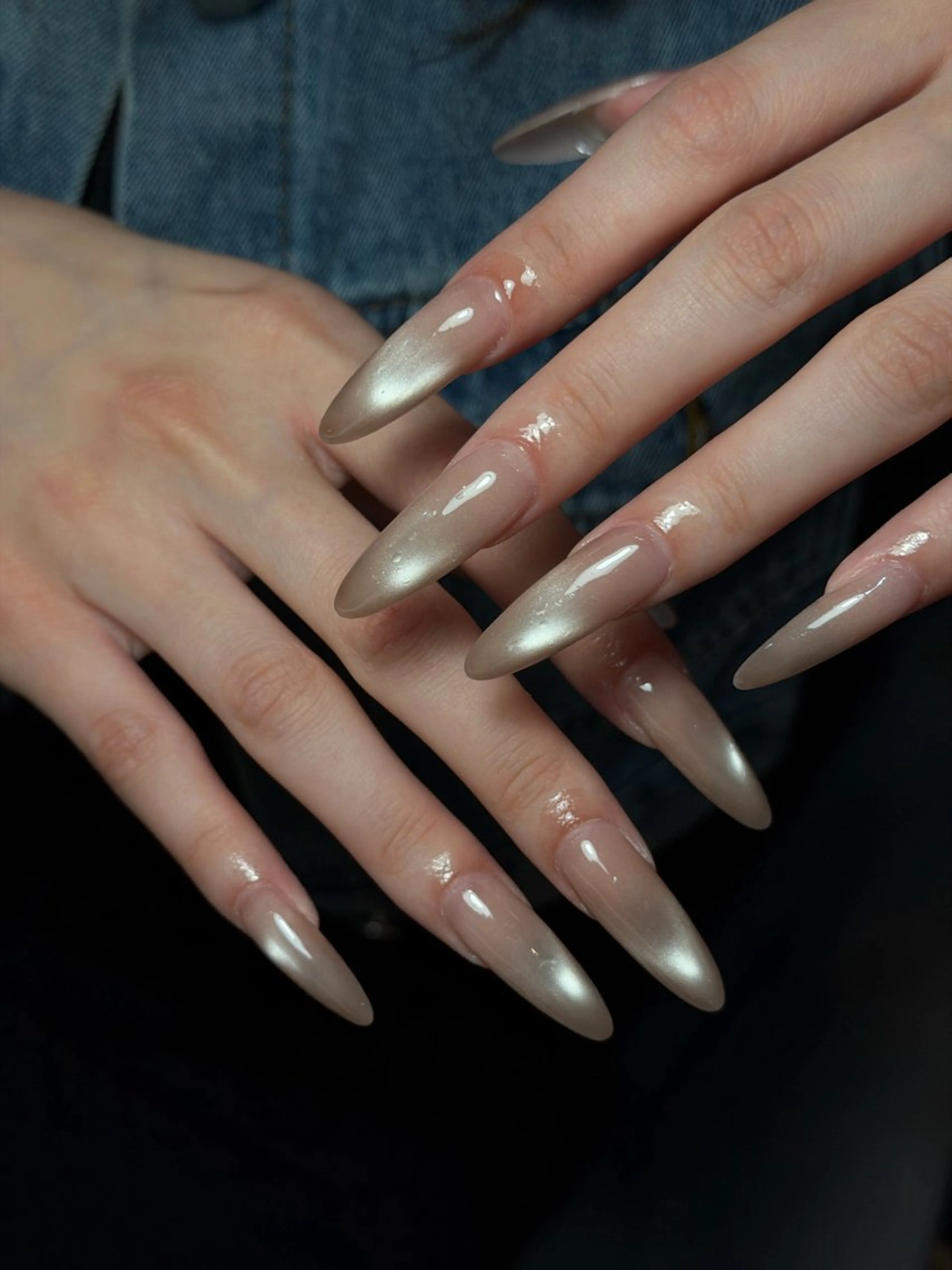 ネイル ジェルネイル キラキラネイル 韓国ネイル レース ロングネイル ハンドネイル CoMo Nailのネイルデザイン