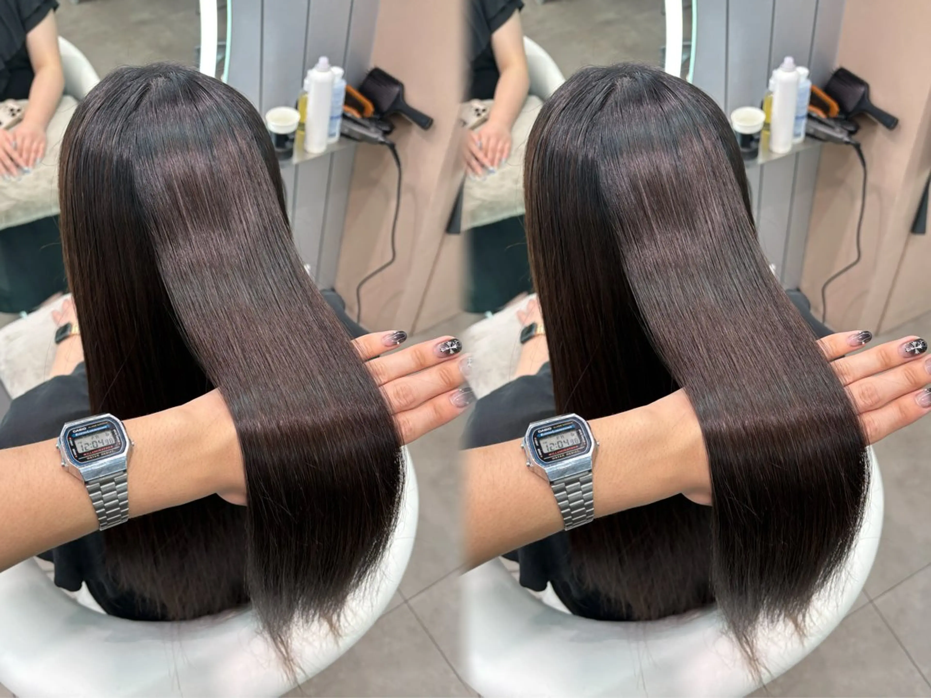 ロング ヘアアレンジ アッシュ ボブ くびれヘア 顔まわりレイヤー 顔周りカット カット 縮毛矯正 トリートメント ヘアセット 大宮‎🩵縮毛矯正 レイヤー　佐藤和のヘアスタイル