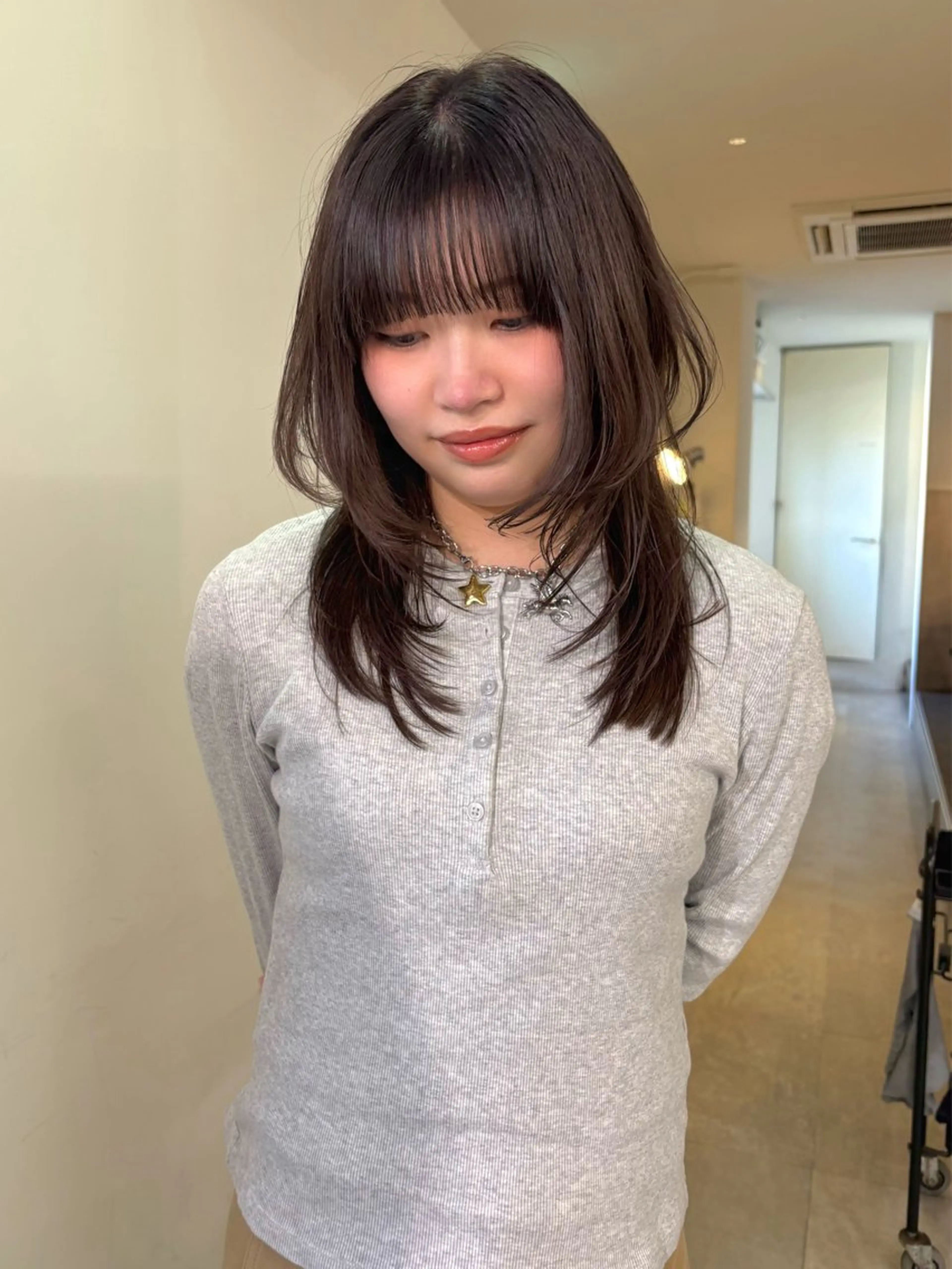 ロング カラー カット ヘアカラー mizuki/ピンク ベージュ.レイヤーのヘアスタイル