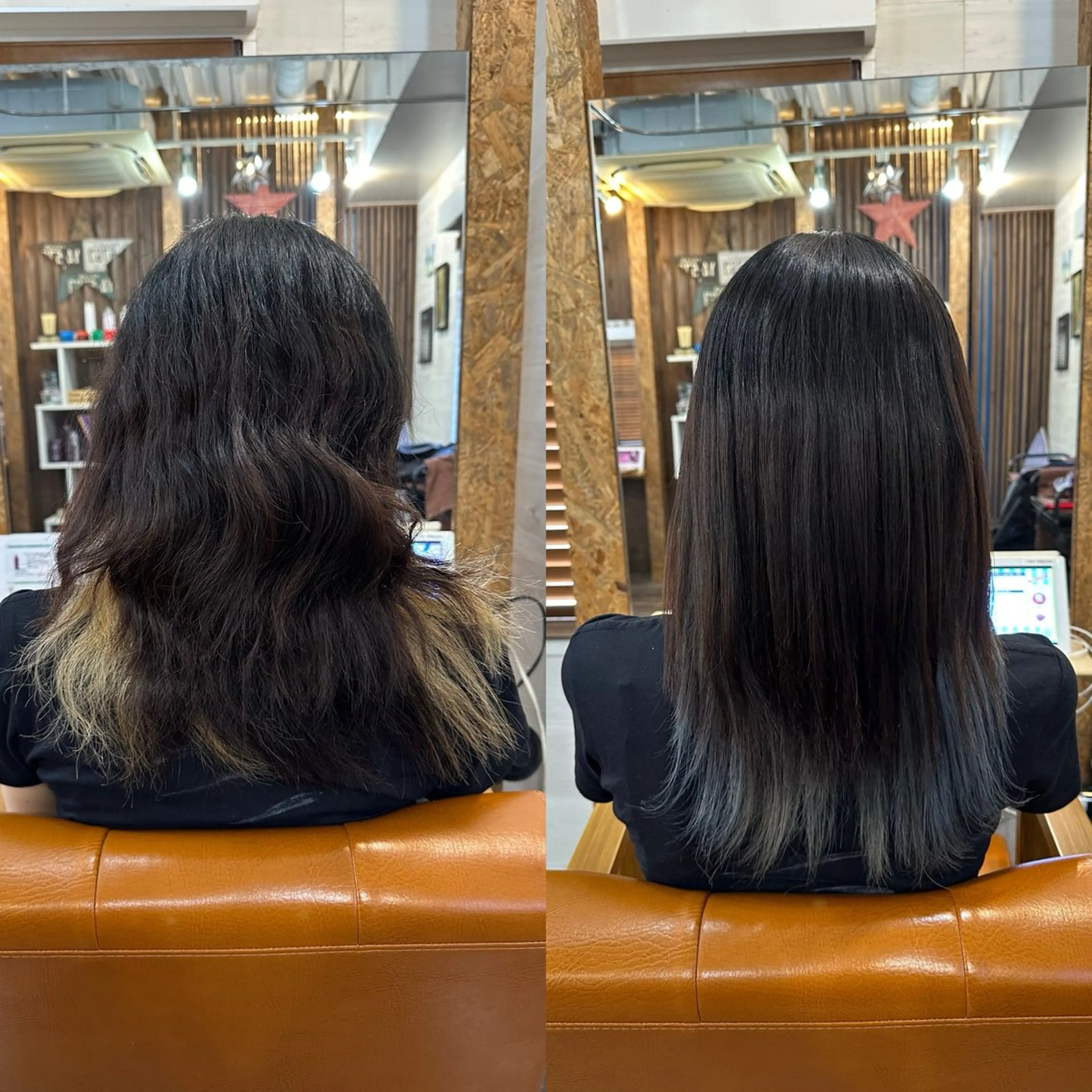 ミディアム カラー 縮毛矯正 ブリーチ毛対応酸性 ストレート🌈サキのヘアスタイル