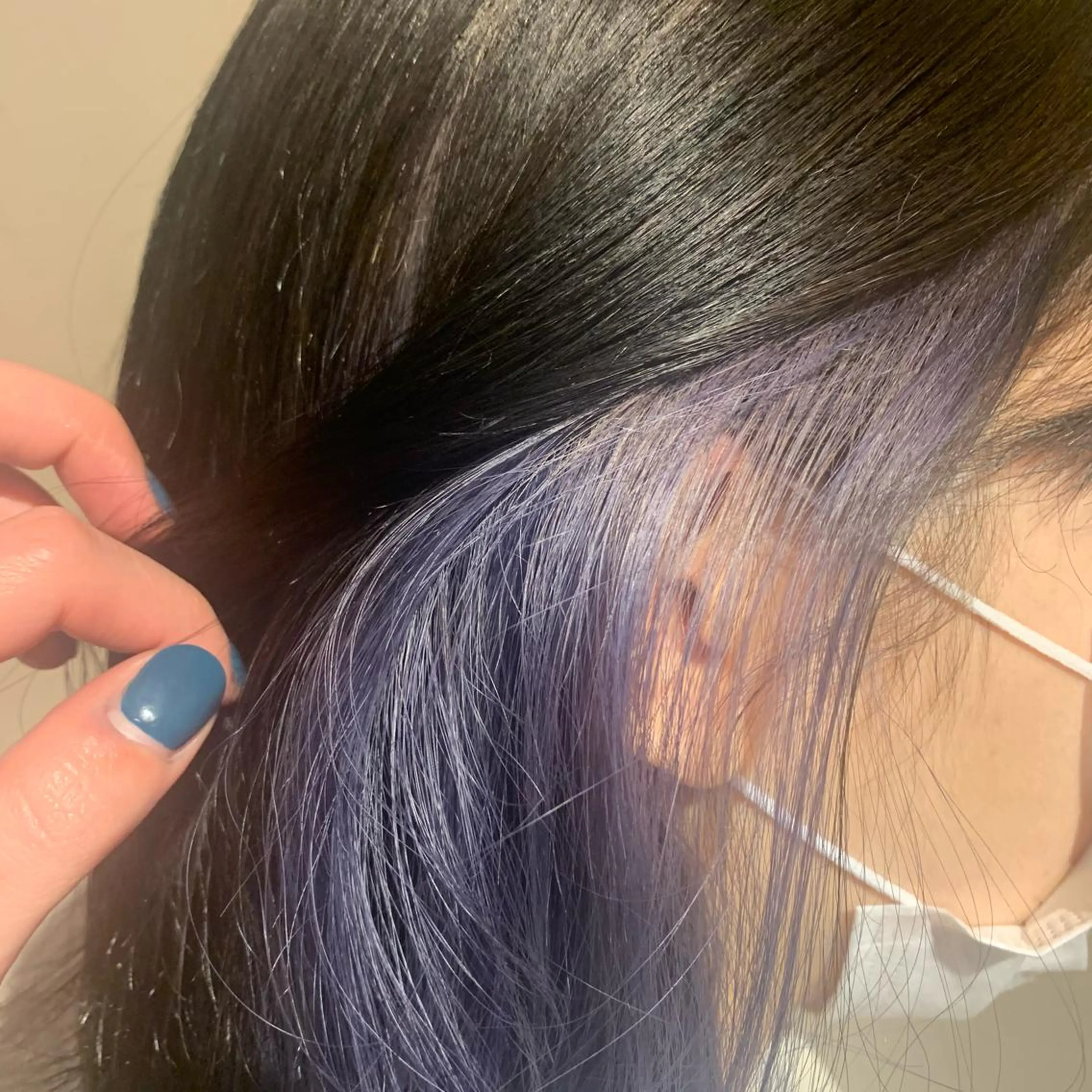 ミディアム カラー ブリーチ ブルーカラー ブルーラベンダー インナーカラー ラベンダーカラー fiorista 🫧Miu  otaのヘアスタイル