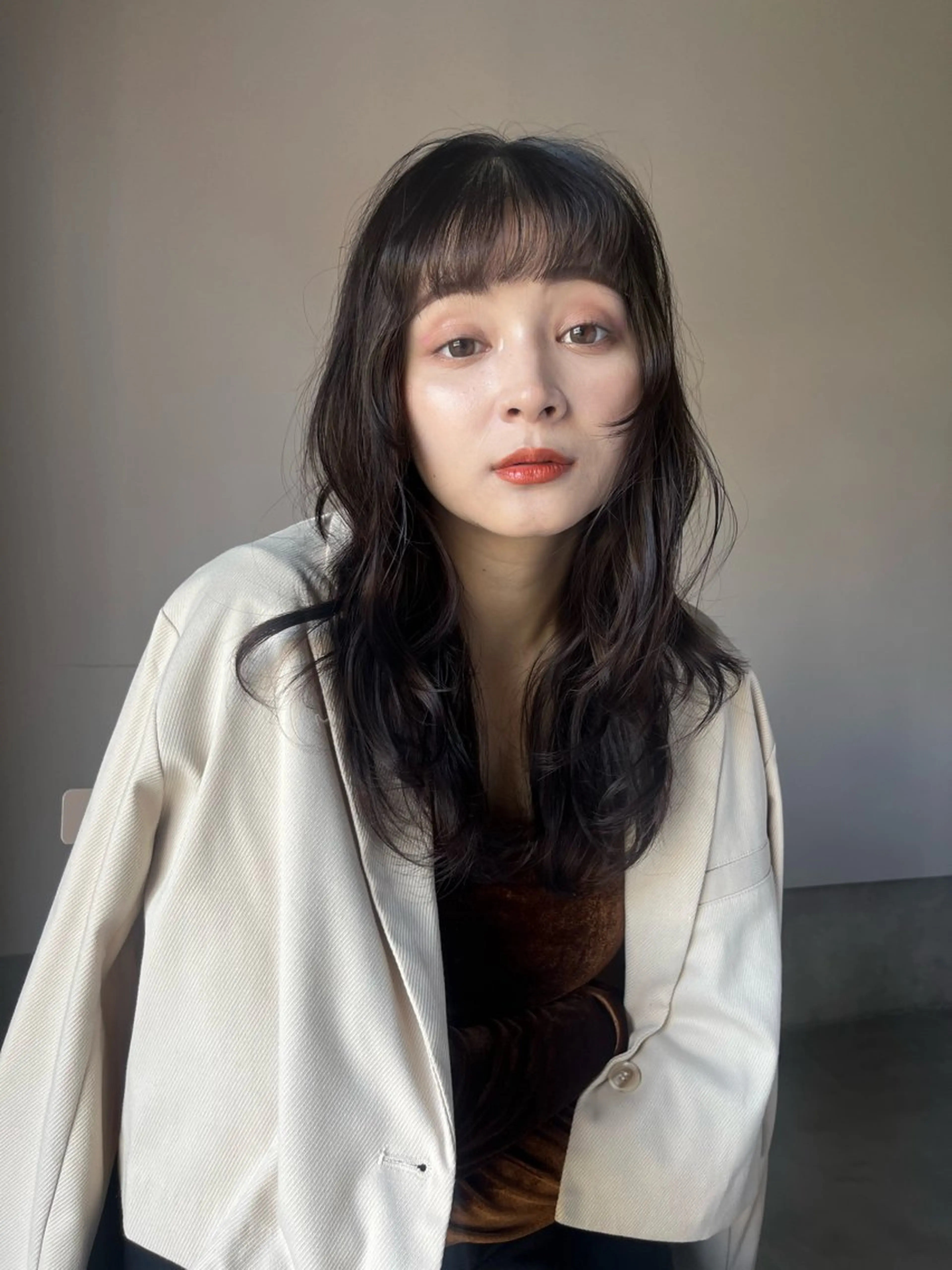 セミロング カラー ブラウンカラー 顔まわりレイヤー レイヤーカット カット ヘアカラー MINX The pass所属・透明感ケアカラー/ レイヤー/ryokaのヘアスタイル