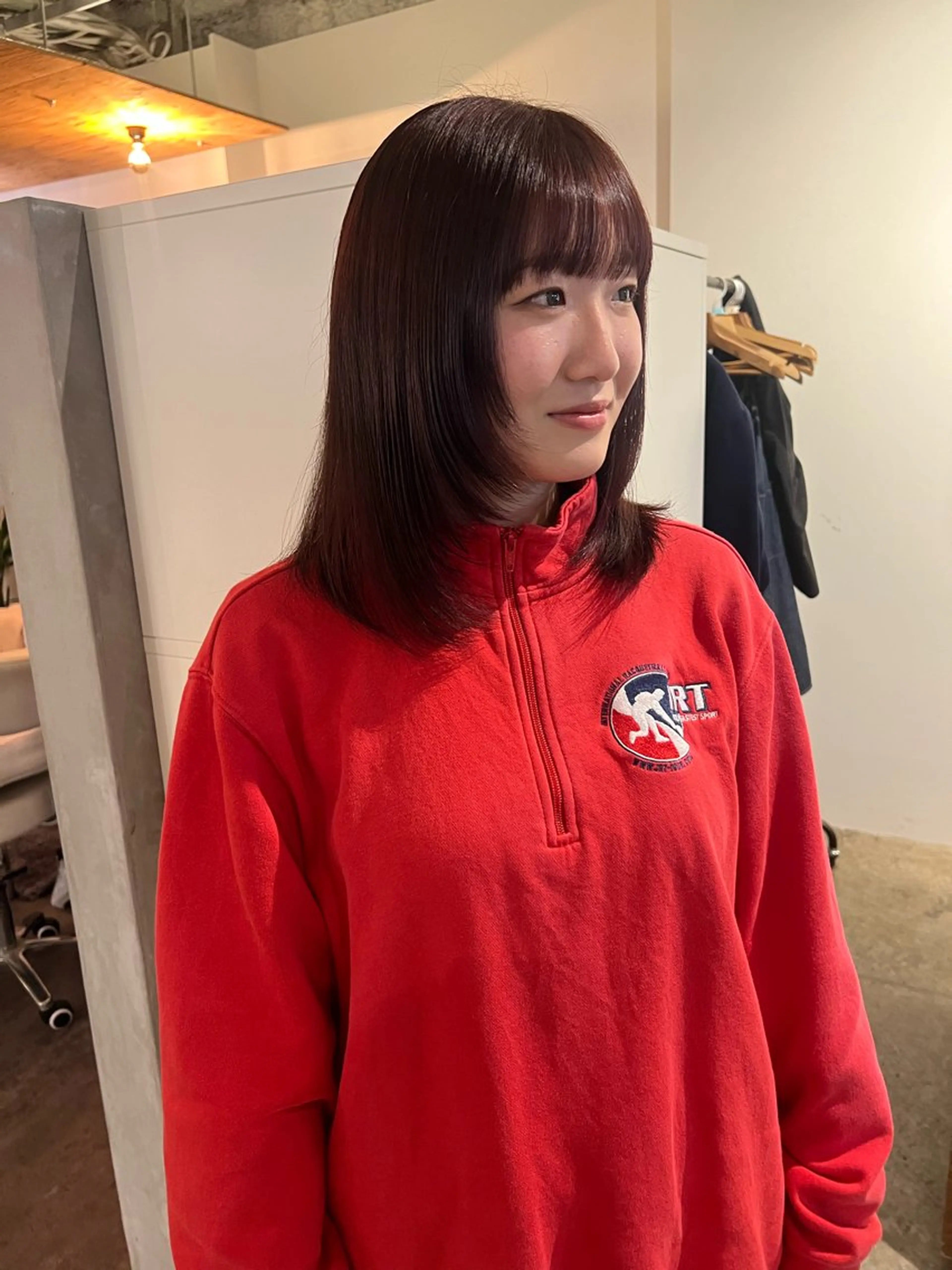 ミディアム カラー ブリーチ ブリーチなしカラー レッドカラー すみか / カットモデル募集のヘアスタイル