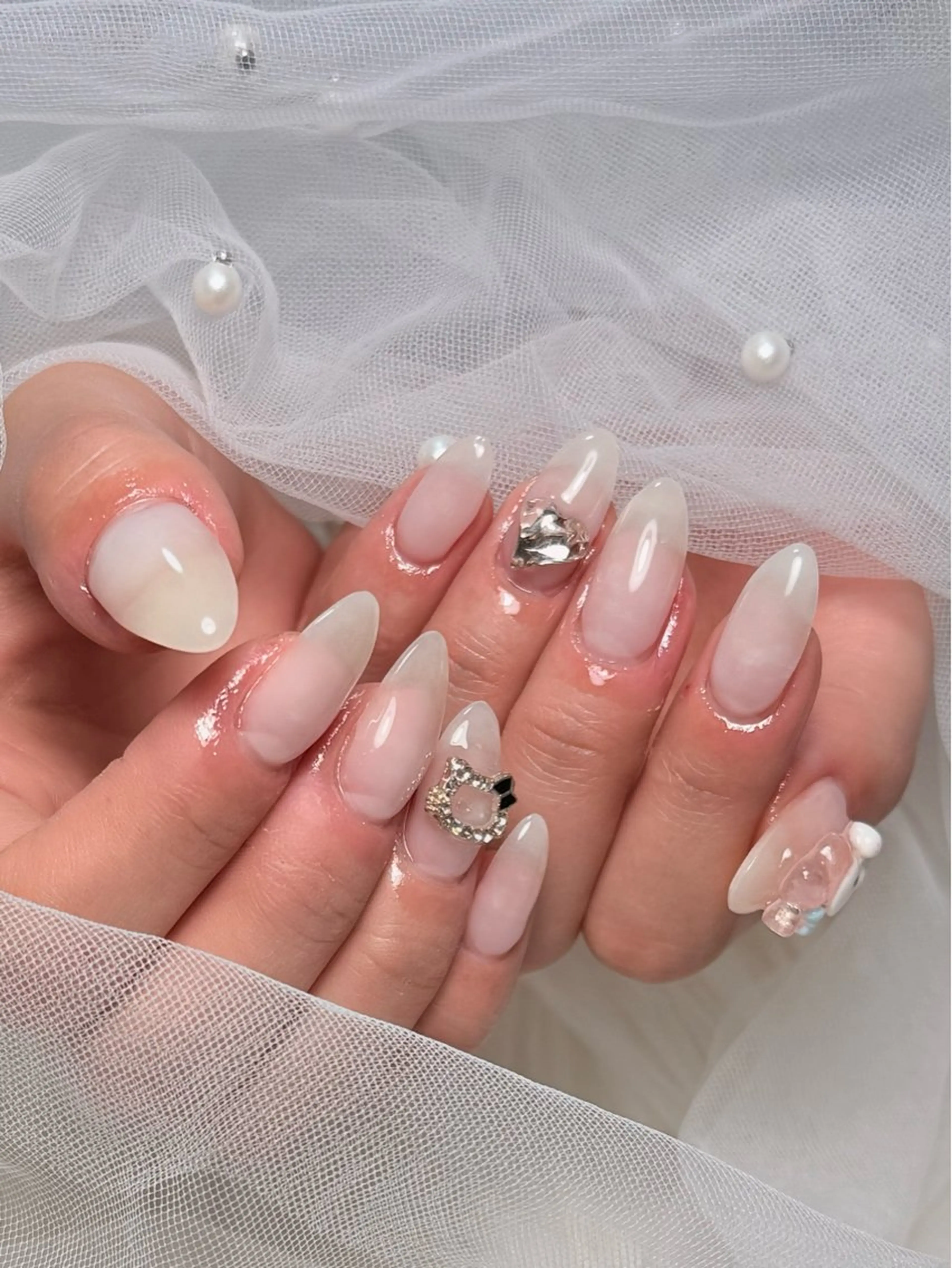 ミディアム 韓国風ヘア ハンドネイル 🌹Belle Nail🌹のネイルデザイン
