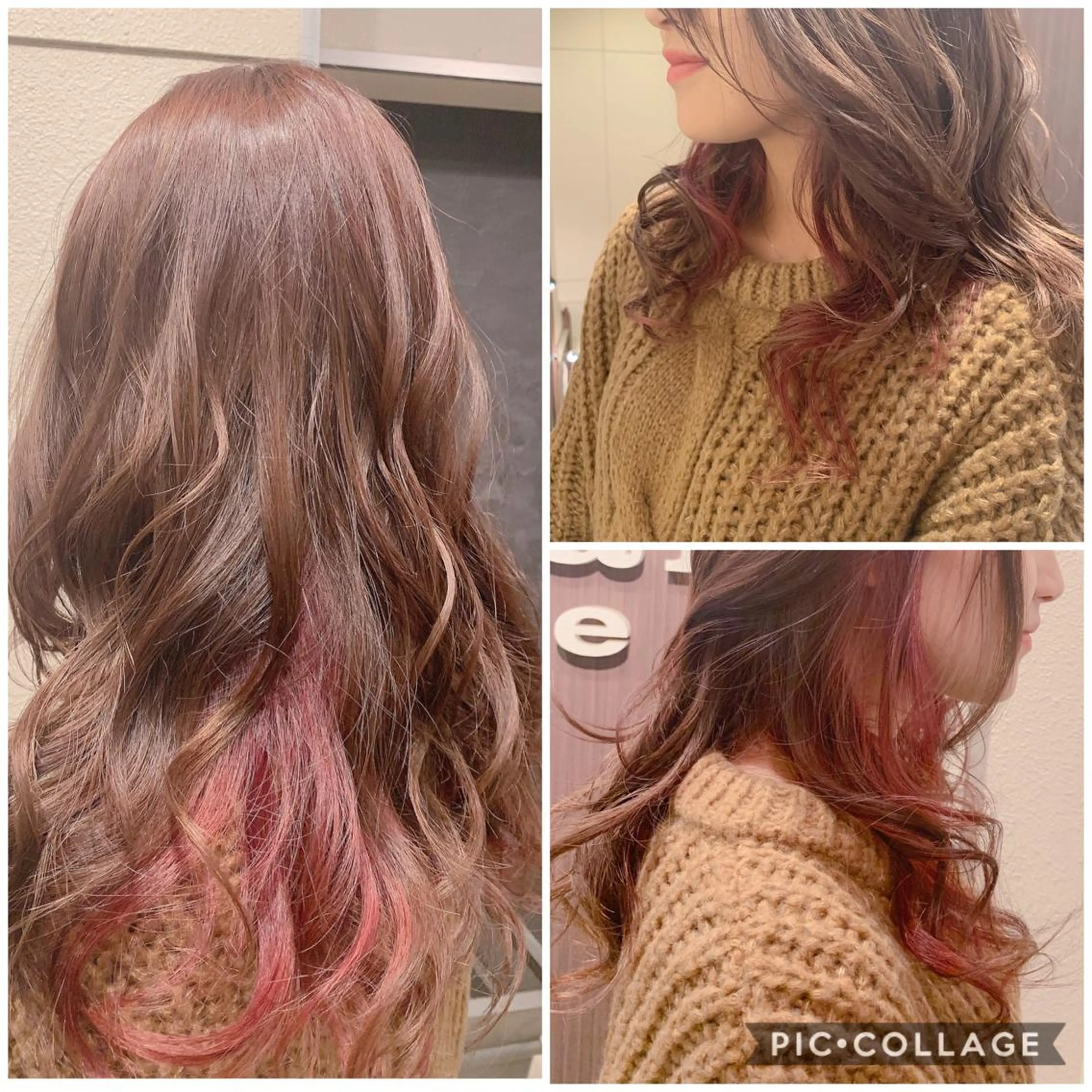 ロング カラー ブリーチ インナーカラー ピンクカラー 藤本 麻衣のヘアスタイル