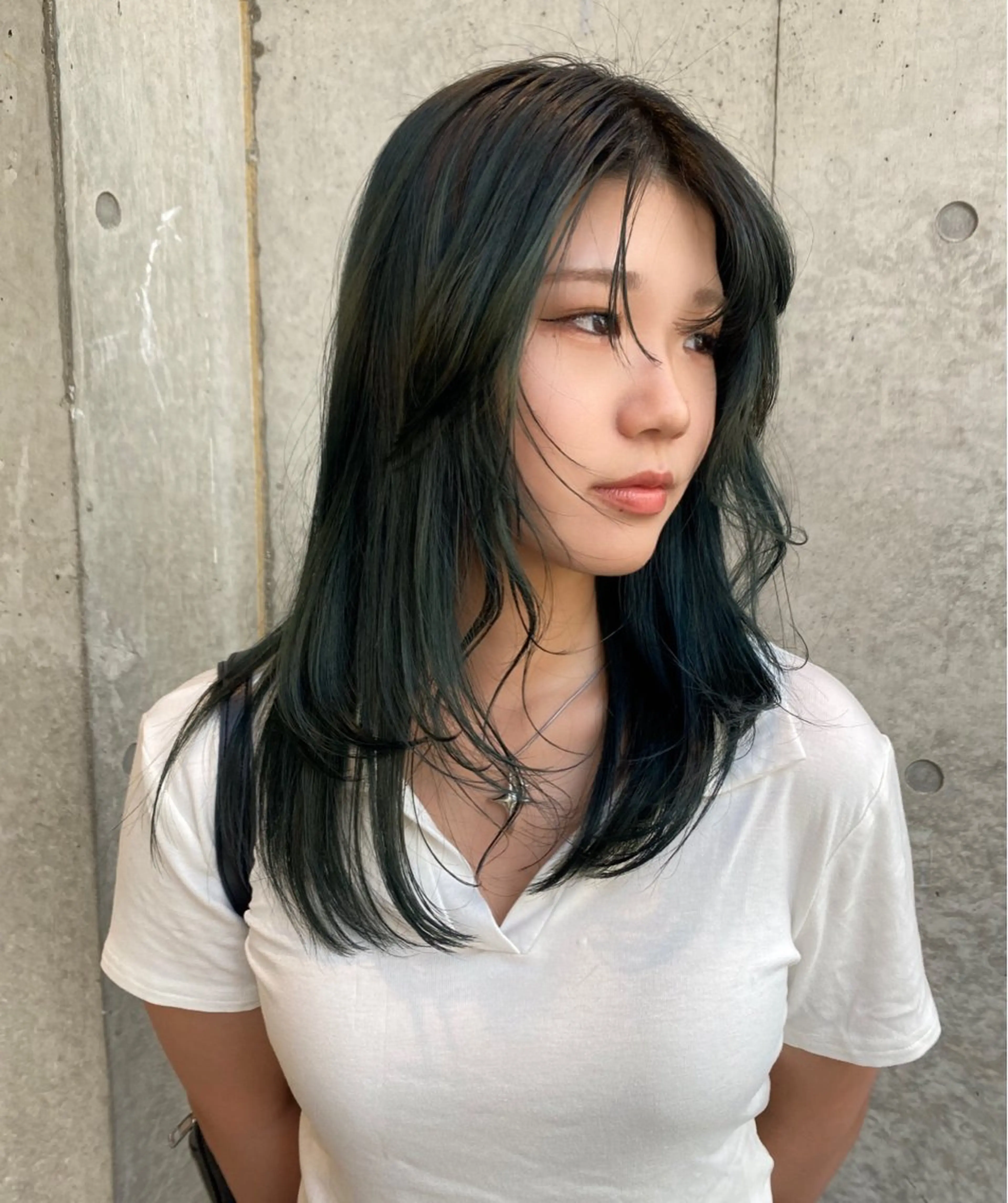 セミロング カラー レイヤー/柔色 カラー/SAkiのヘアスタイル