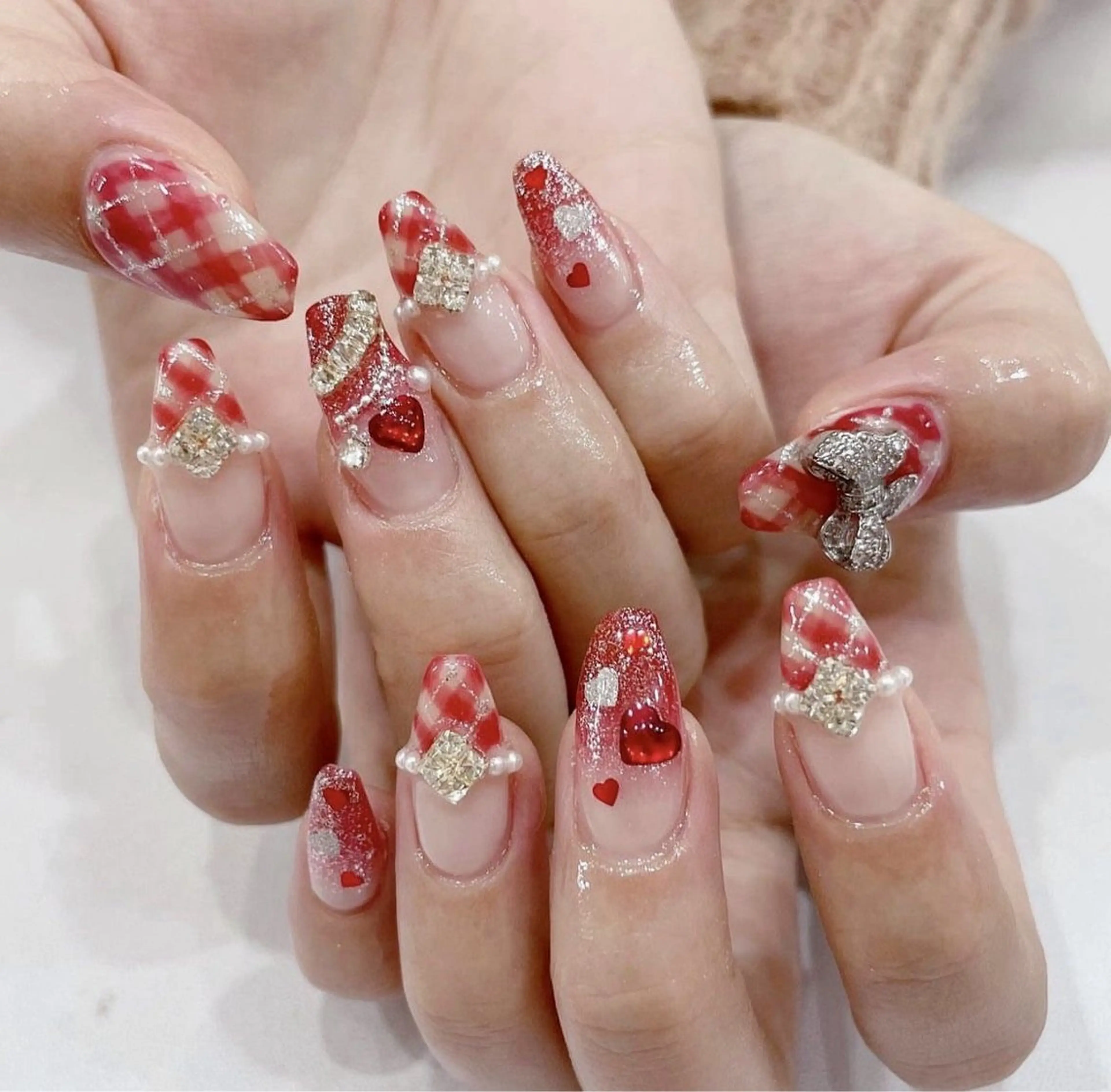 ネイル オーロラネイル チークネイル 長さ出し フットネイル フレンチネイル Lee Nails チップ長さだし専門店のネイルデザイン