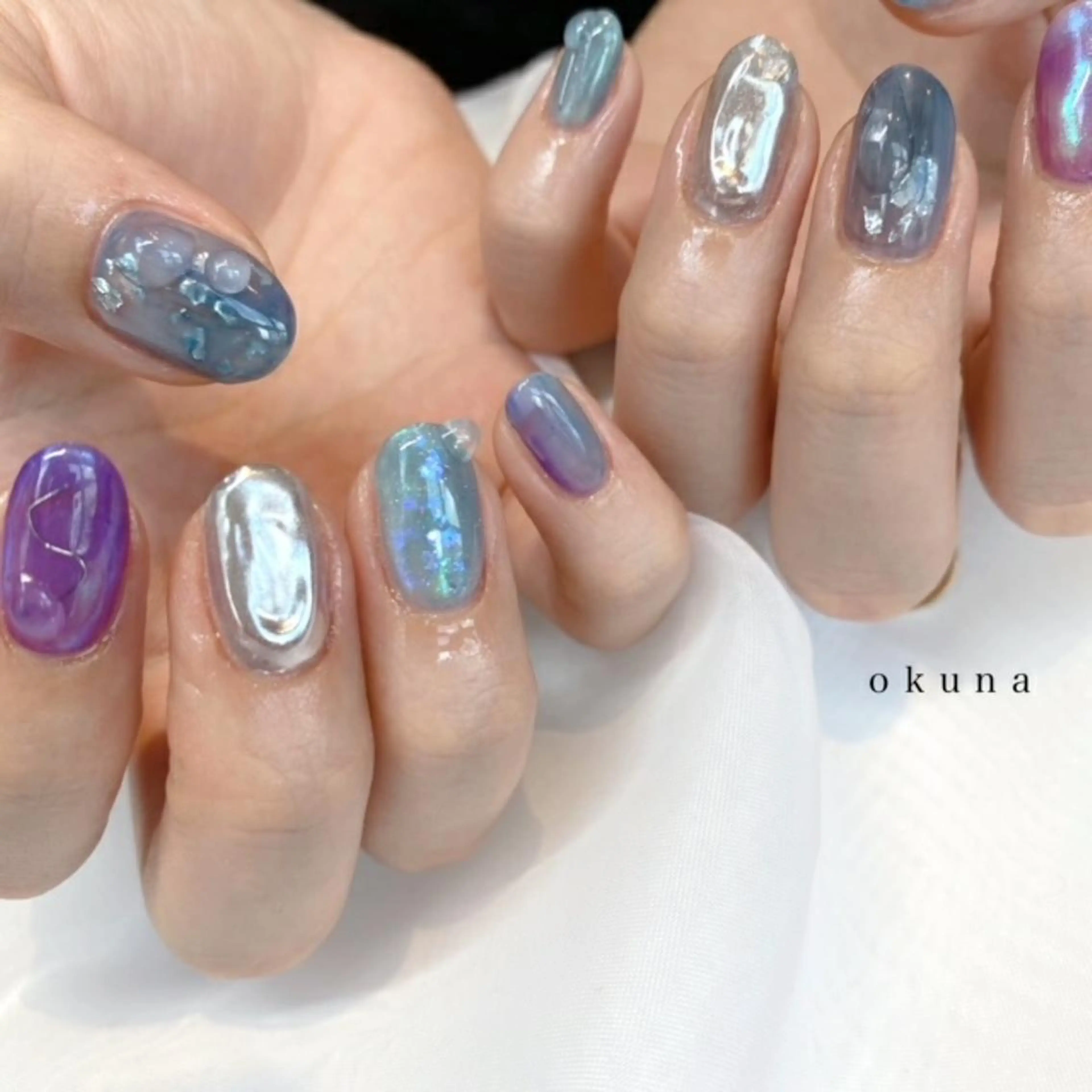 ネイル マグネットネイル ニュアンスネイル ハンドネイル パンチャパンチャ ネイルサロンのネイルデザイン