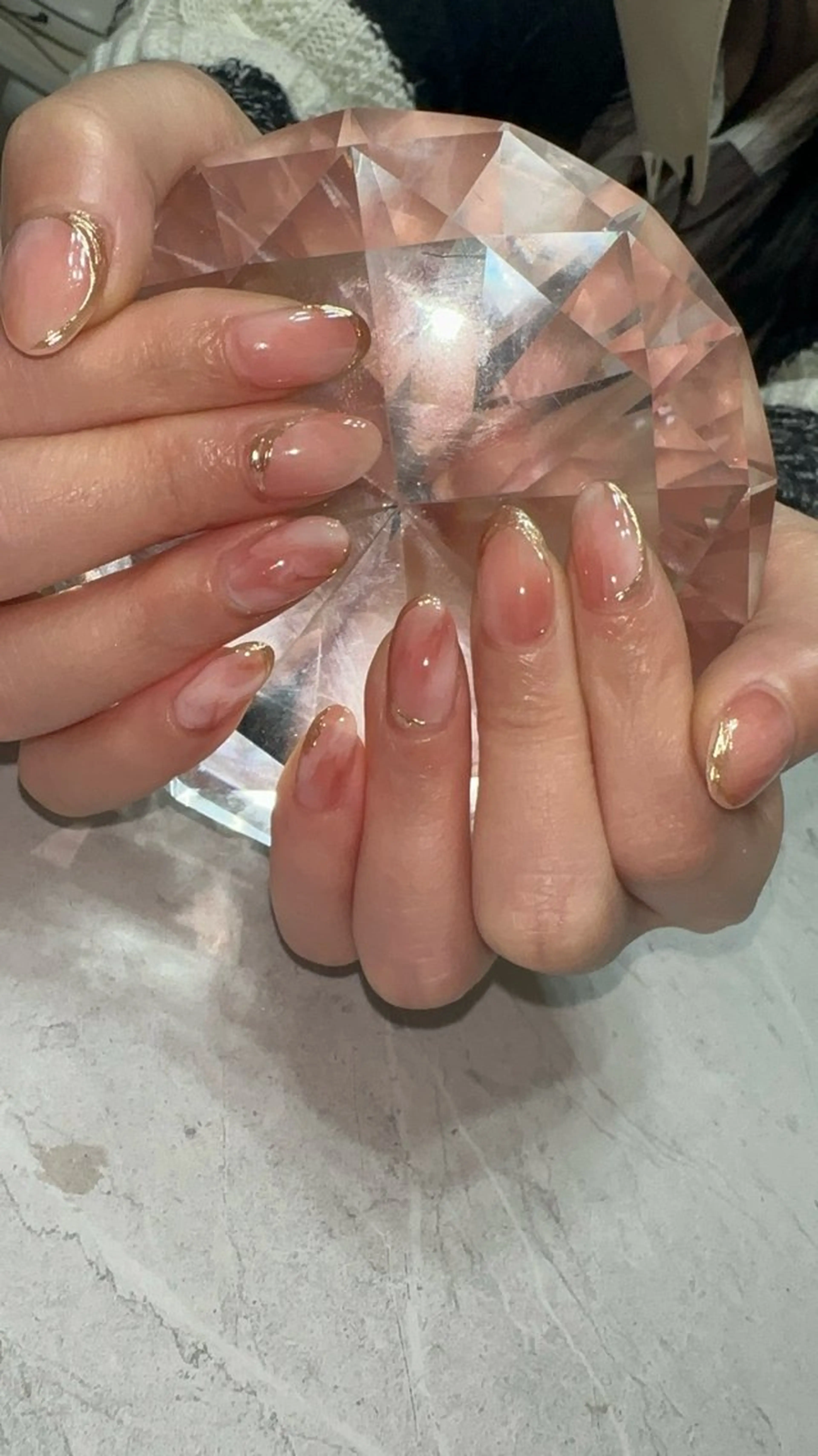 ネイル ゴールド オレンジ ピンク ホワイト ハンドネイル with nail.のネイルデザイン