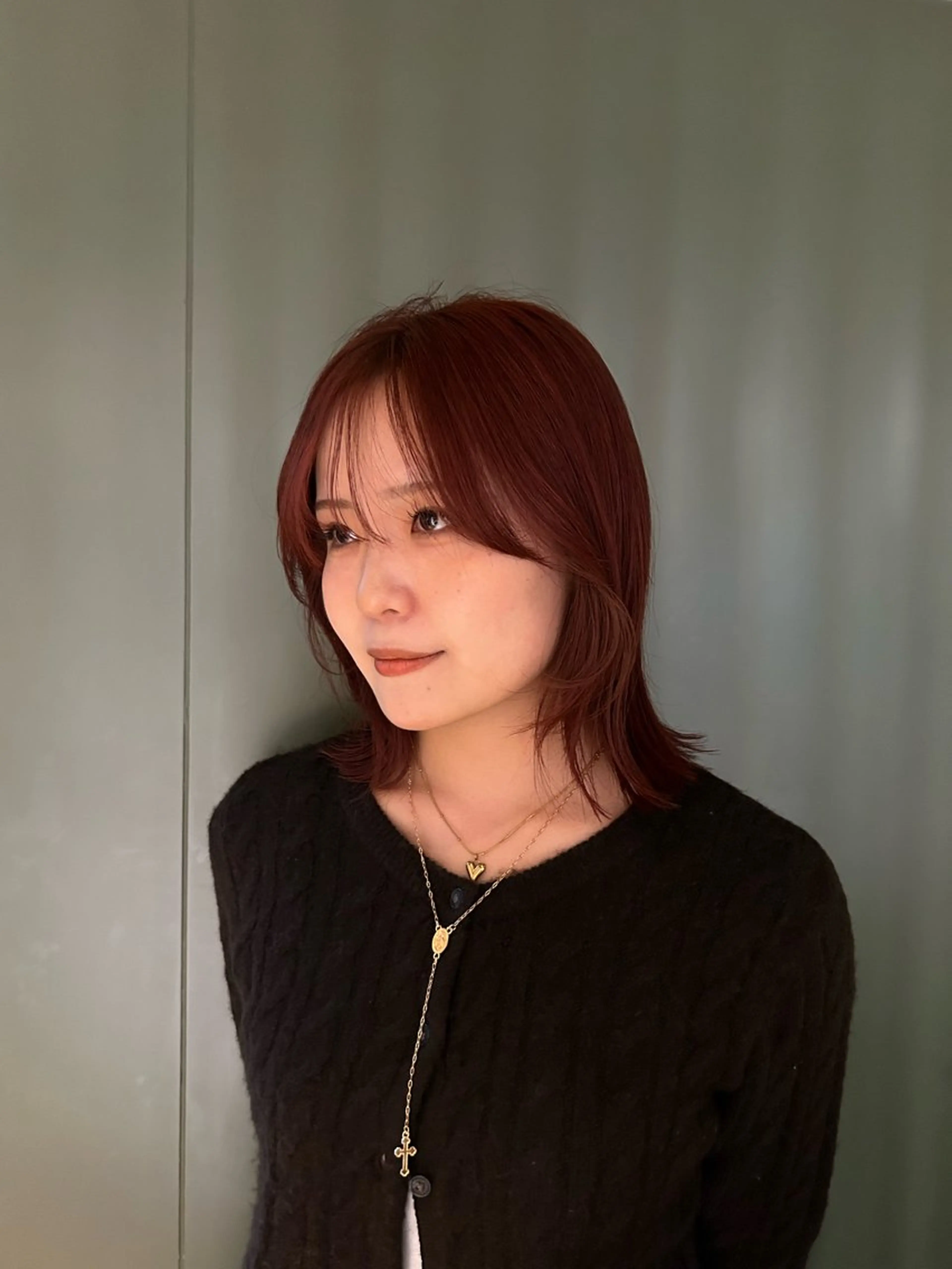 ミディアム ボブ 顔周りカット レイヤーカット ayano/パーマ/ 暖色カラーのヘアスタイル